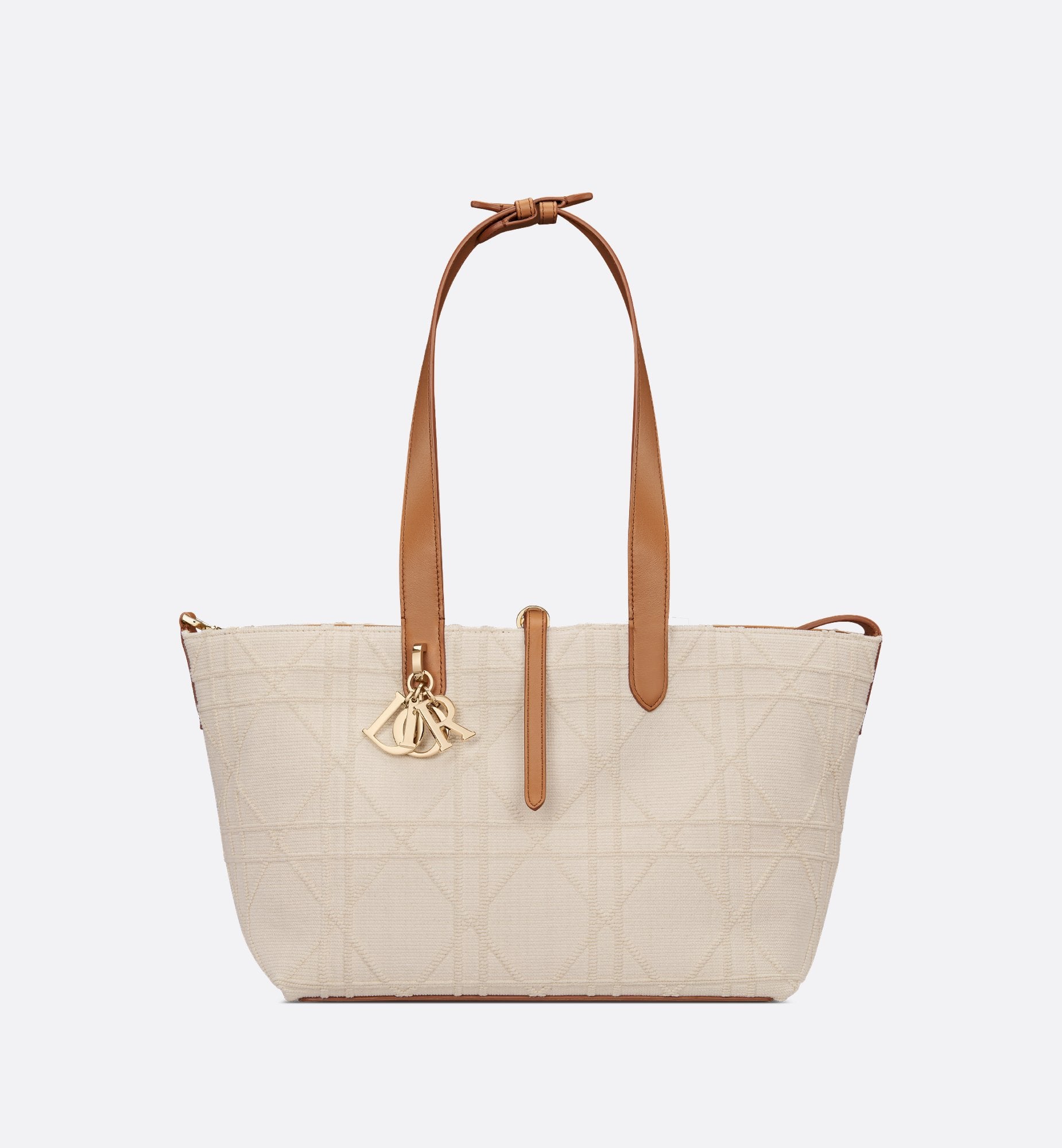 Medium Dior Toujours Bag Beige Macrocannage Pibiones-Woven Cotton