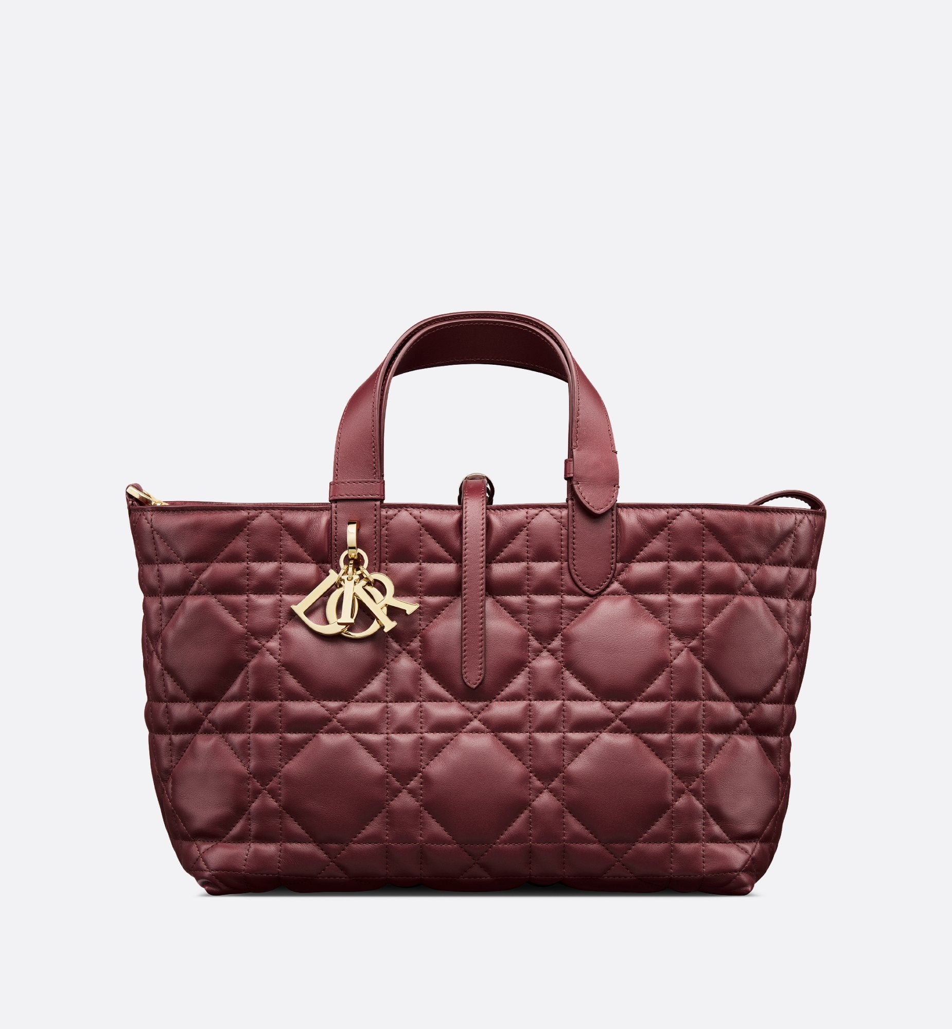 Medium Dior Toujours Bag Burgundy Macrocannage Calfskin