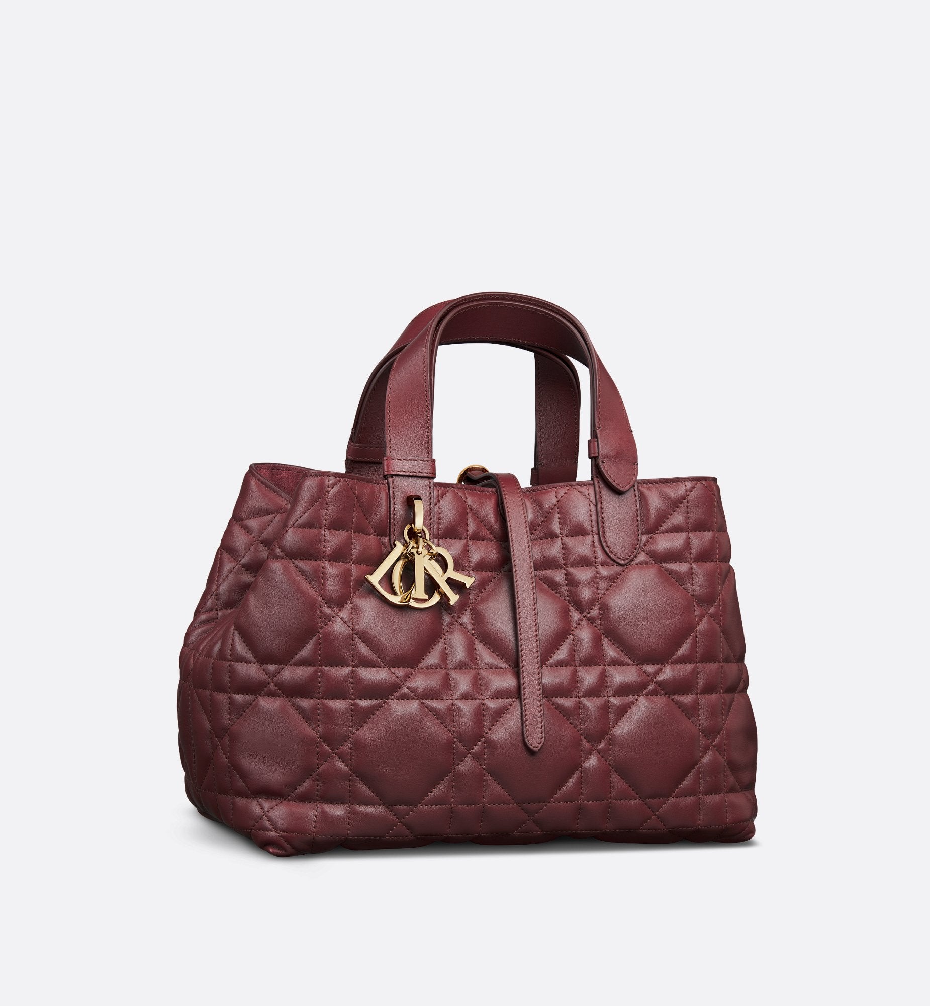 Medium Dior Toujours Bag Burgundy Macrocannage Calfskin