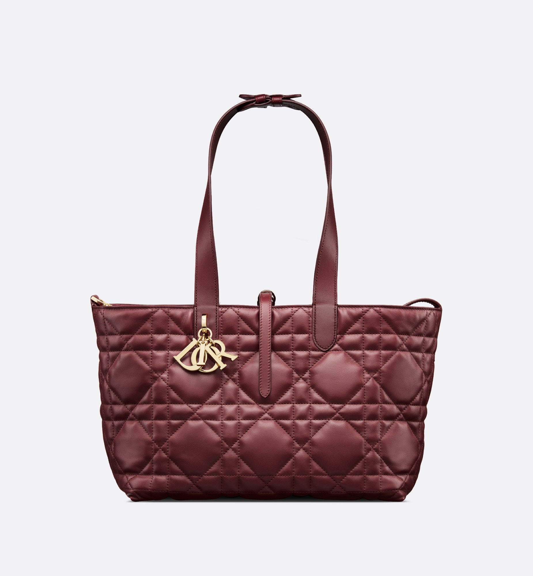 Medium Dior Toujours Bag Burgundy Macrocannage Calfskin