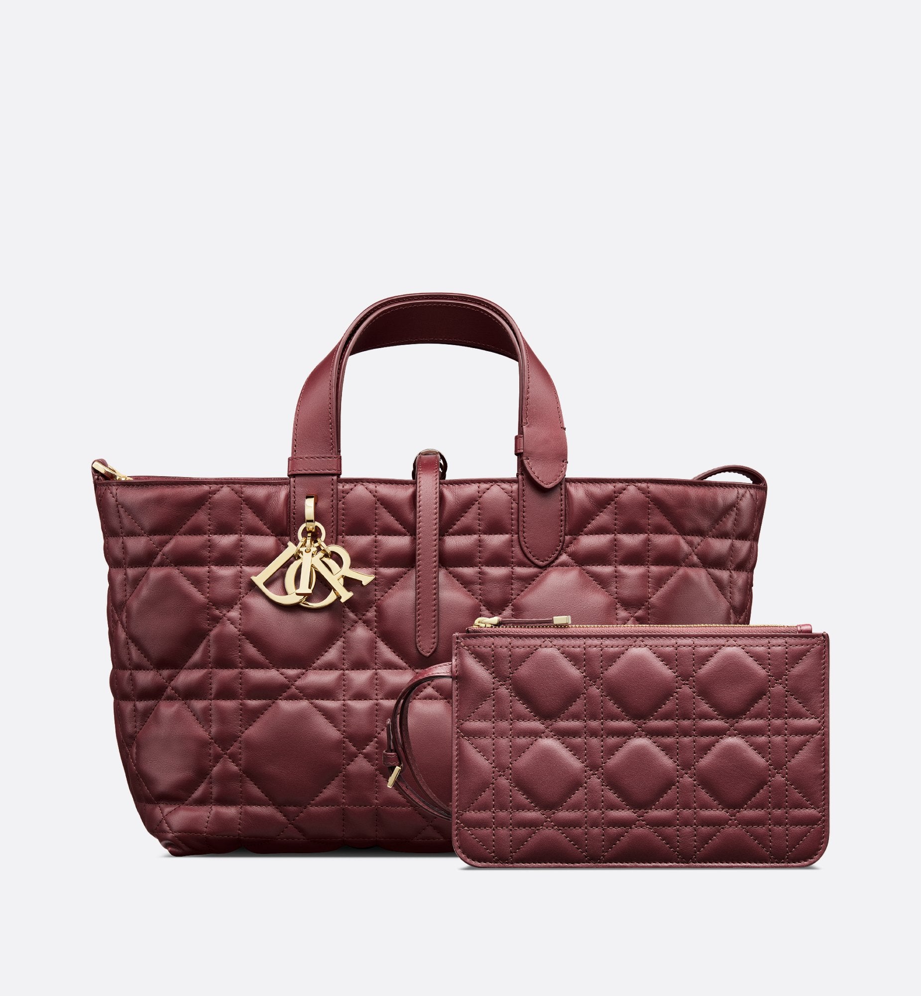 Medium Dior Toujours Bag Burgundy Macrocannage Calfskin