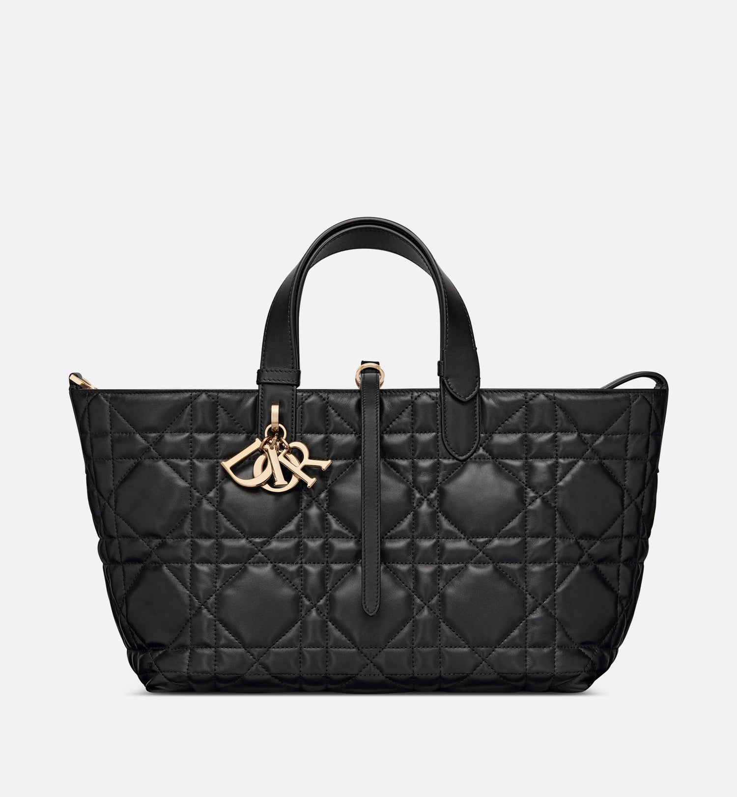 Medium Dior Toujours Bag Black Macrocannage Calfskin