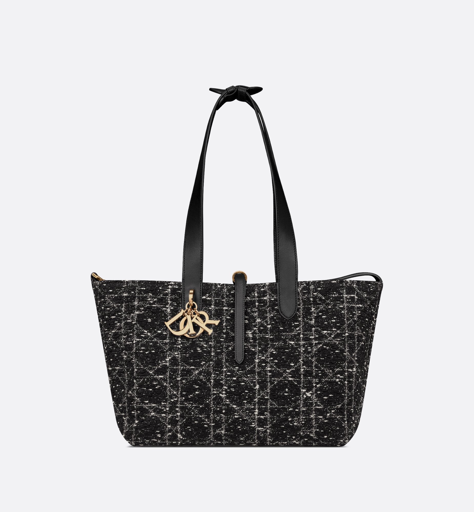 Medium Dior Toujours Bag Black Cannage Tweed