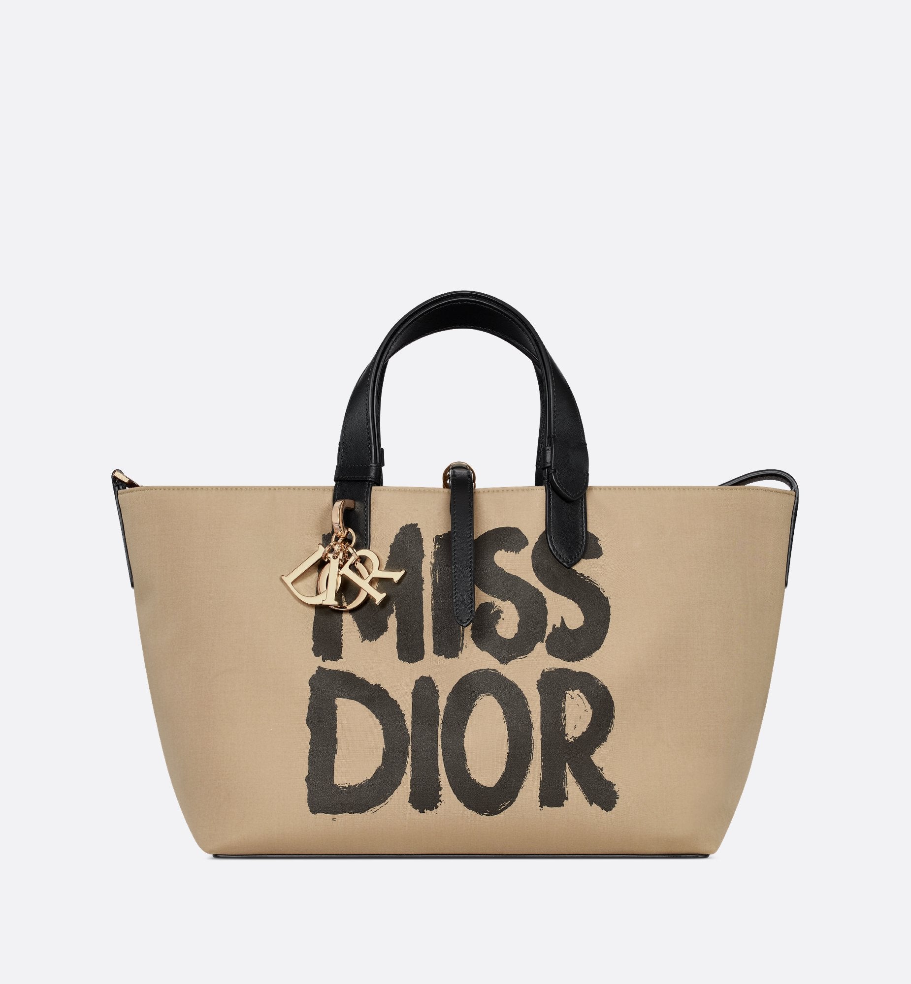 Medium Dior Toujours Bag Beige And Black Miss Dior Graffiti Printed Water-Repellent Fabric