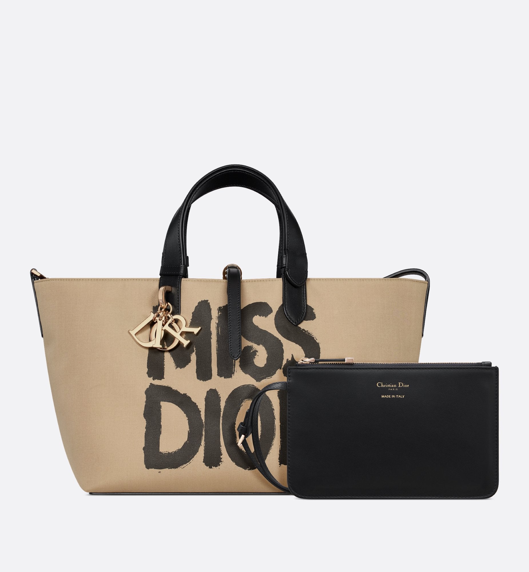 Medium Dior Toujours Bag Beige And Black Miss Dior Graffiti Printed Water-Repellent Fabric