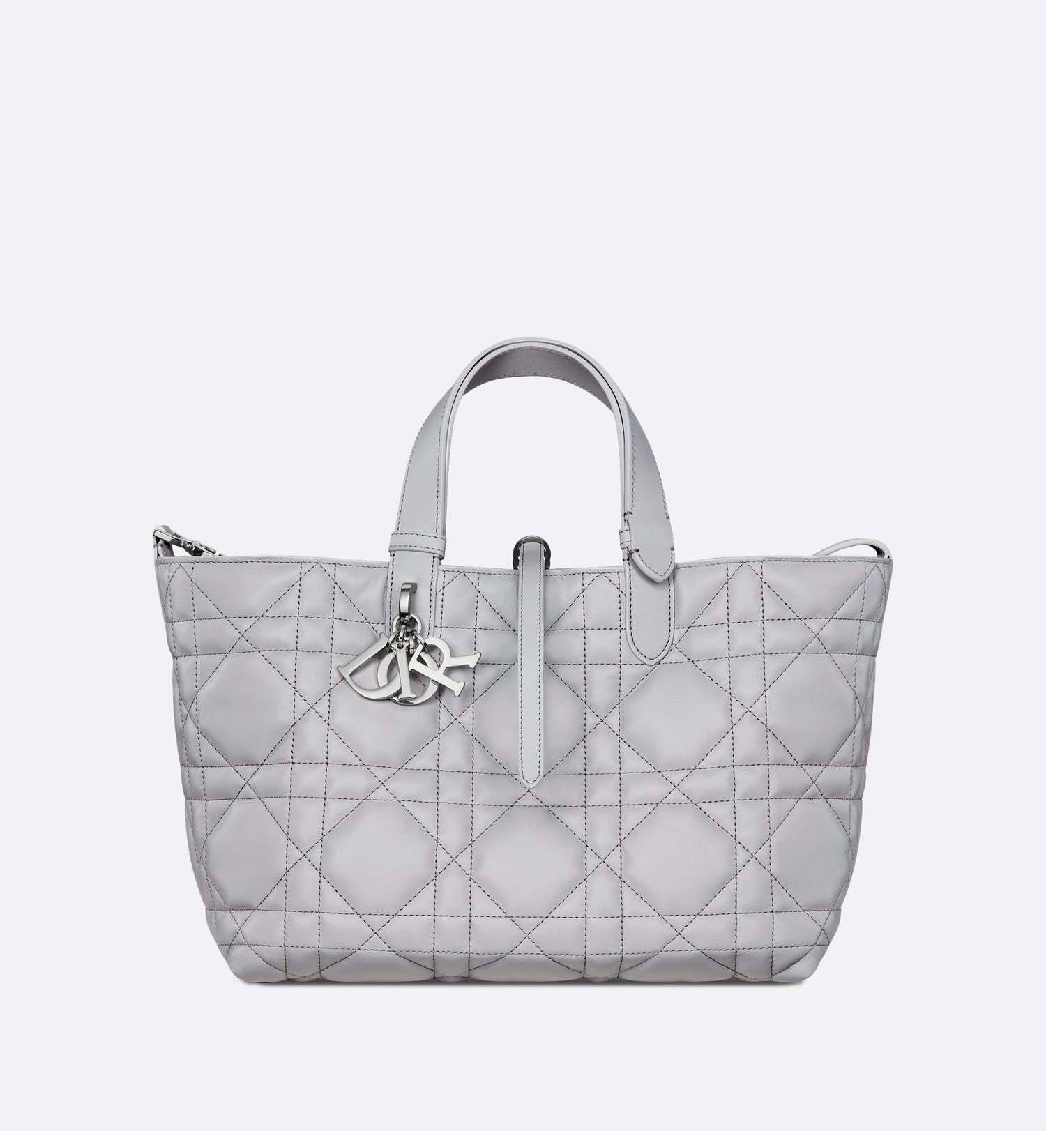 Medium Dior Toujours Bag Gray Macrocannage Calfskin