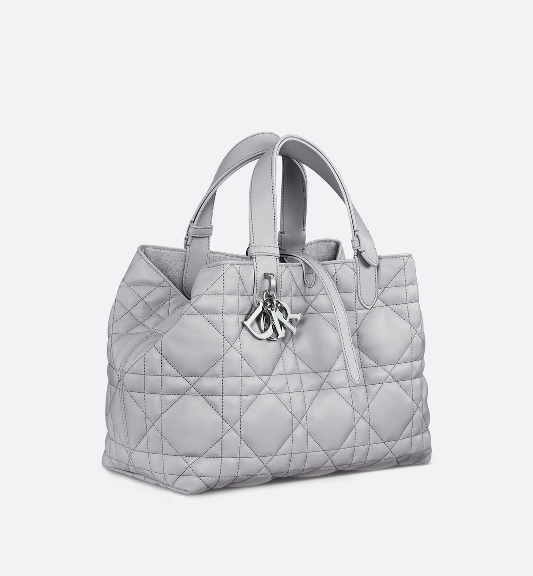 Medium Dior Toujours Bag Gray Macrocannage Calfskin