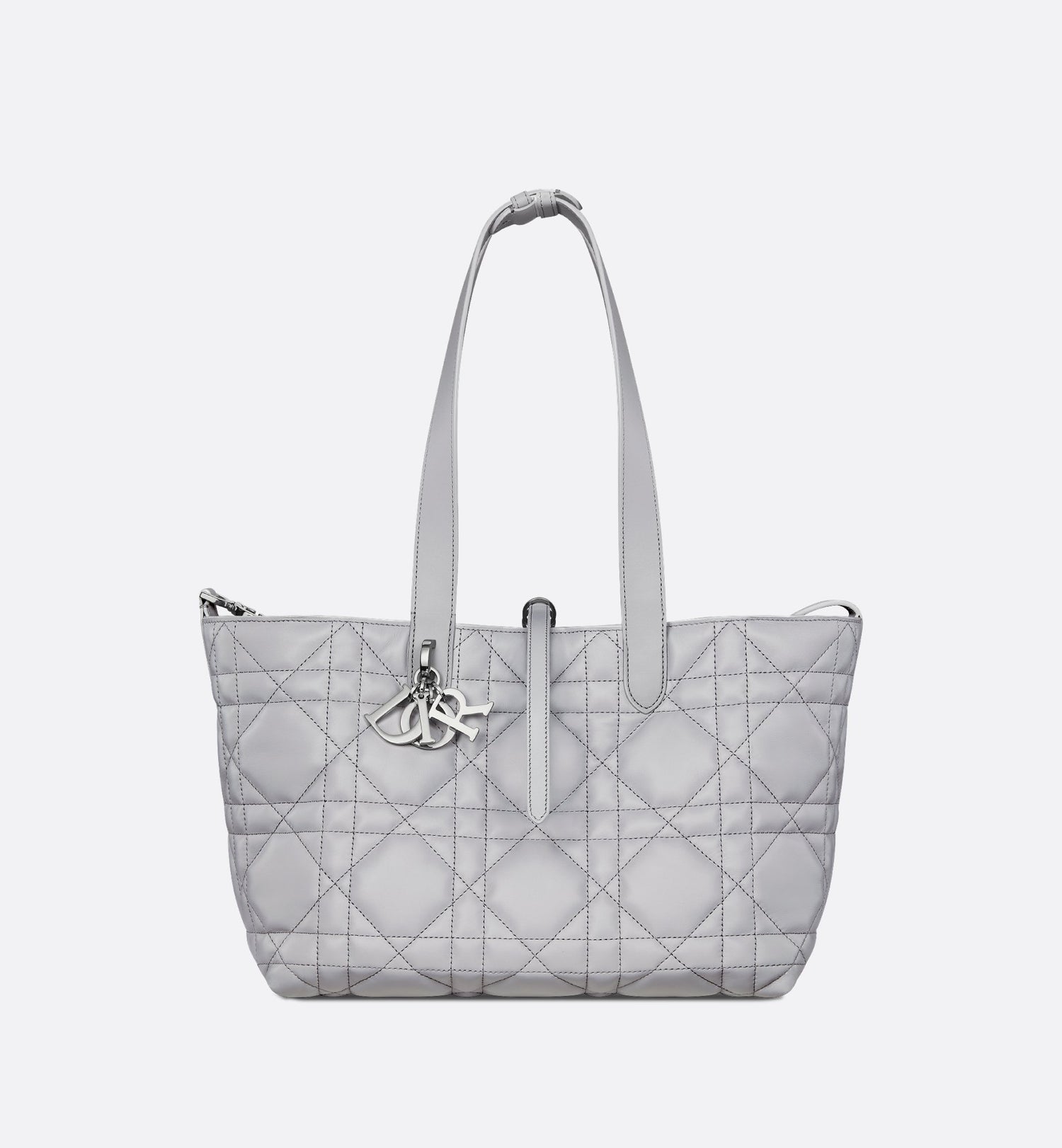 Medium Dior Toujours Bag Gray Macrocannage Calfskin