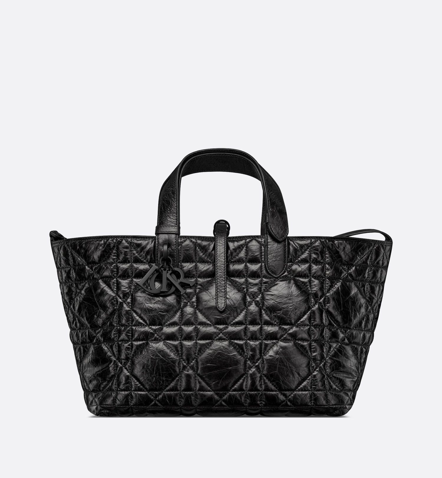 Medium Dior Toujours Bag Black Macrocannage Crinkled Calfskin