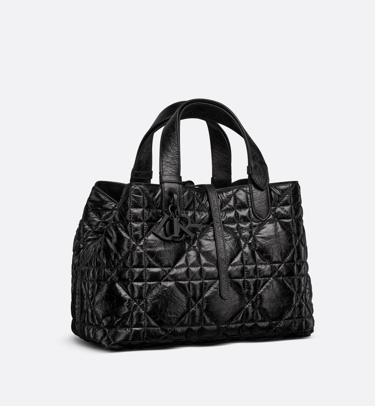 Medium Dior Toujours Bag Black Macrocannage Crinkled Calfskin