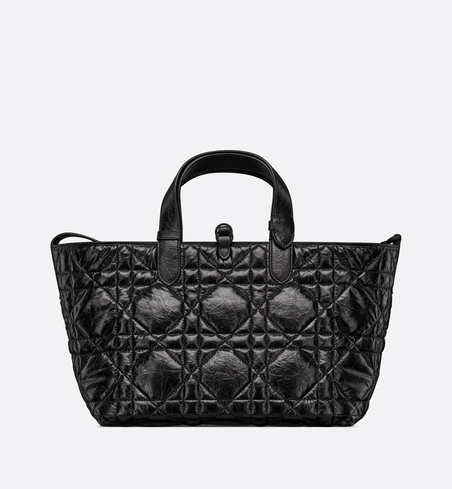 Medium Dior Toujours Bag Black Macrocannage Crinkled Calfskin