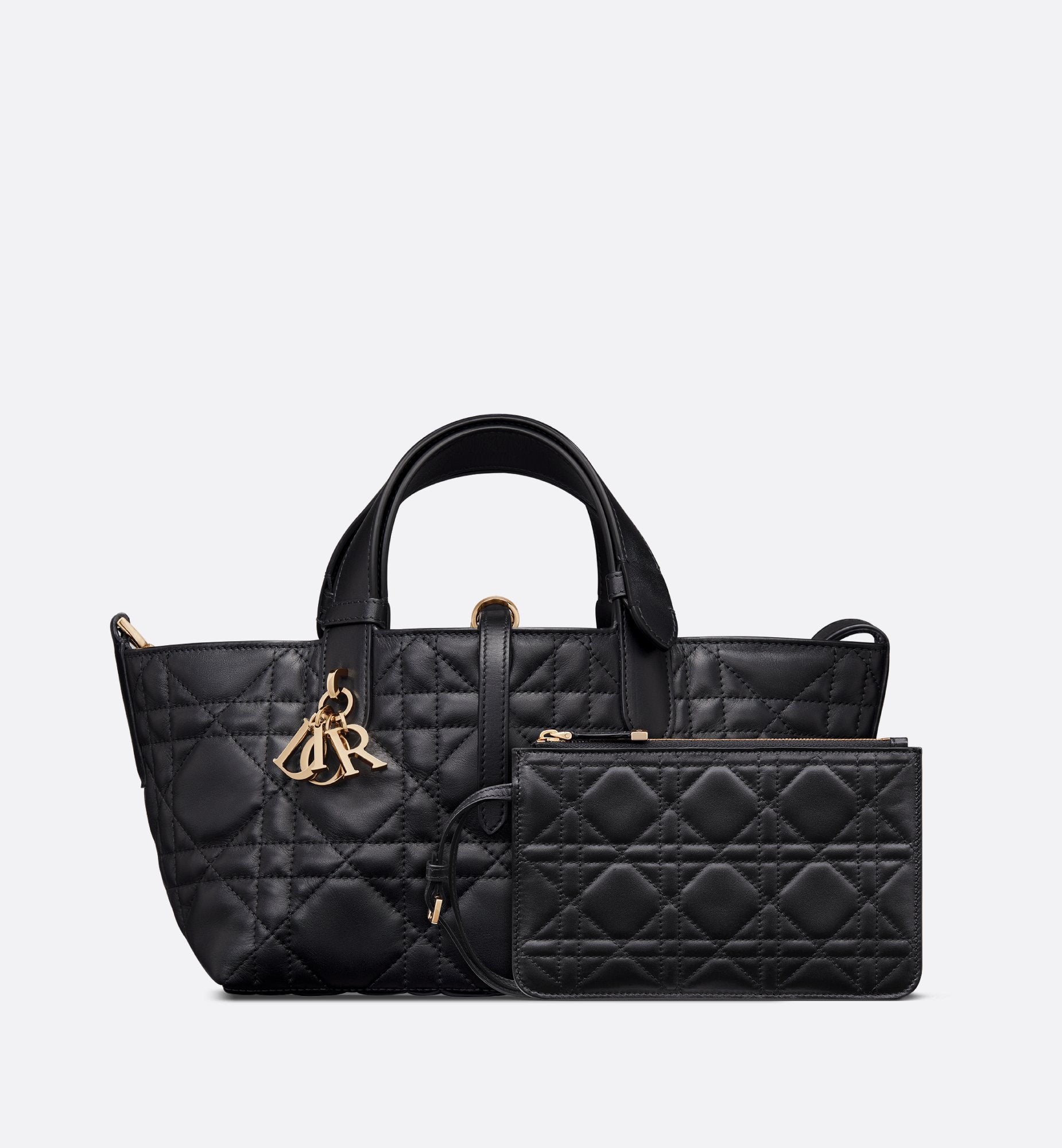 Small Dior Toujours Bag Black Macrocannage Calfskin