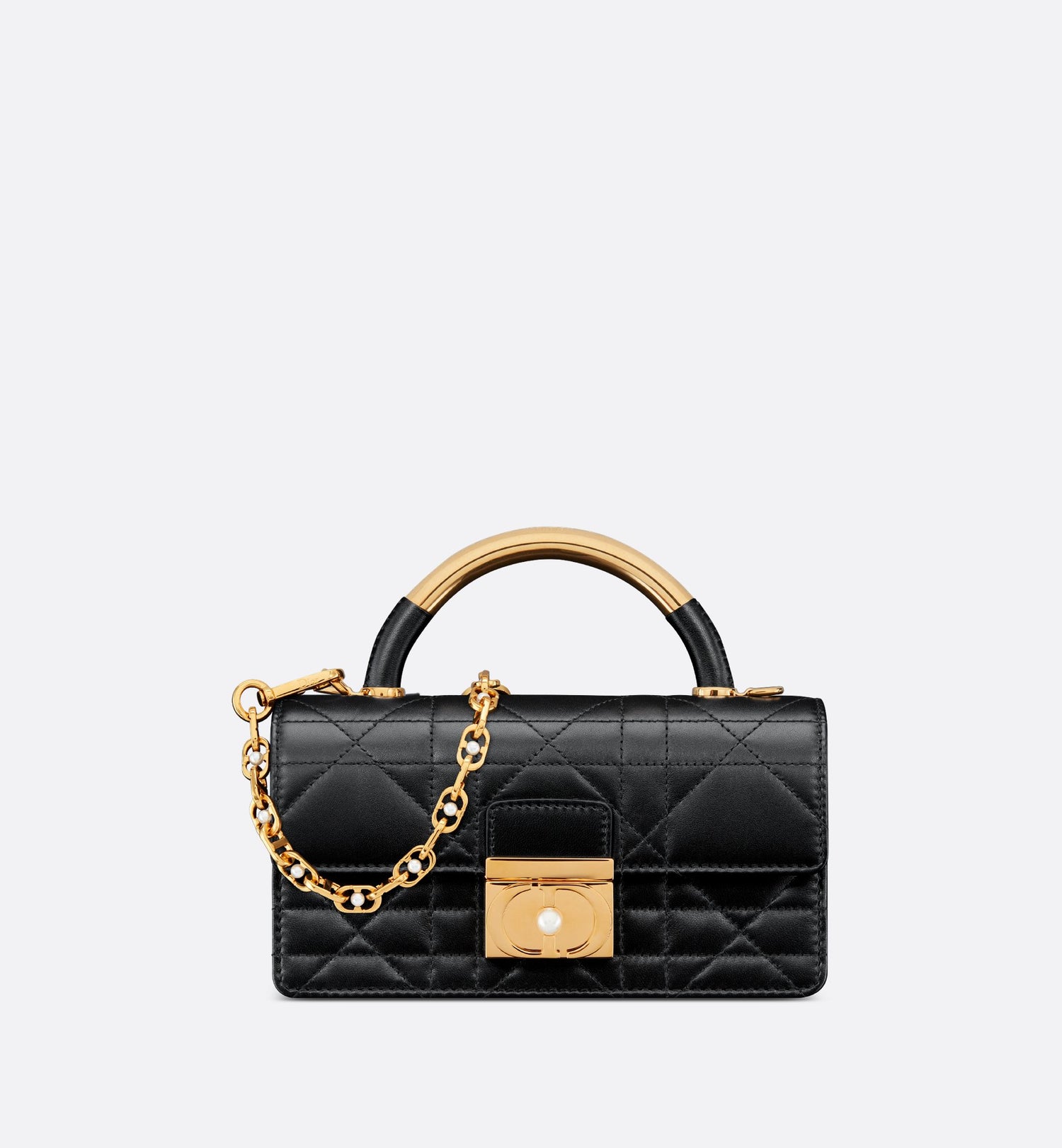 Mini Dior Ange Bag Black Macrocannage Lambskin