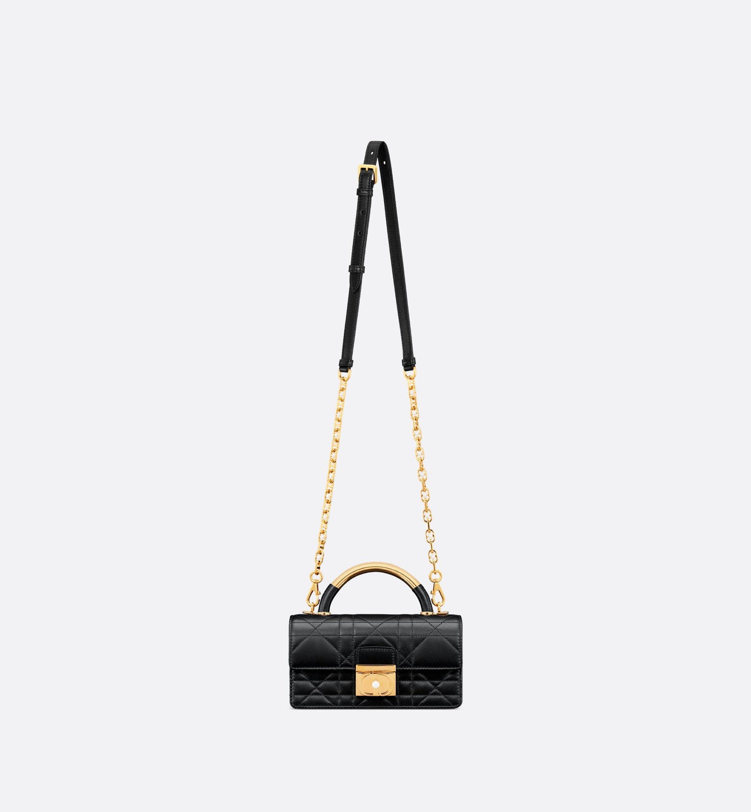 Mini Dior Ange Bag Black Macrocannage Lambskin