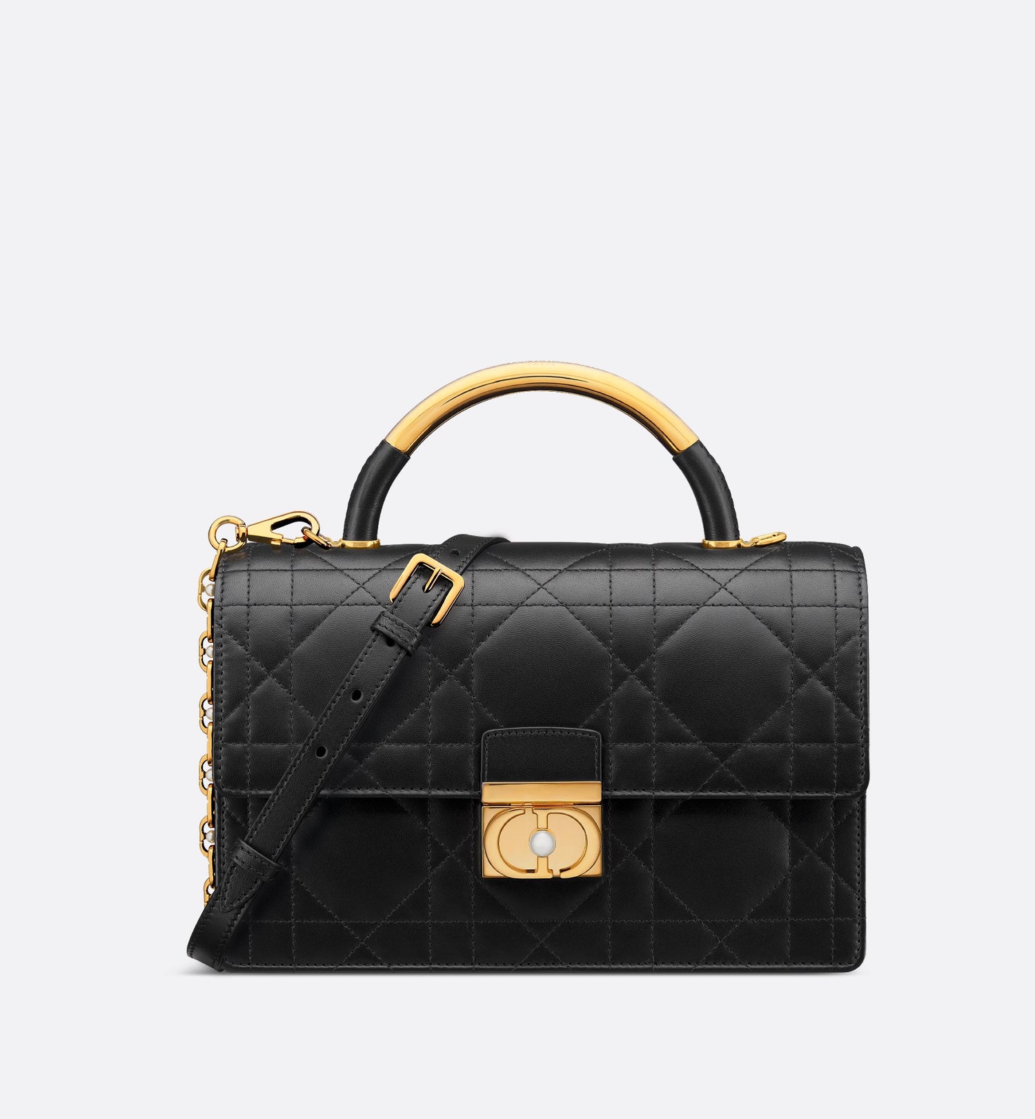 Medium Dior Ange Bag Black Macrocannage Lambskin