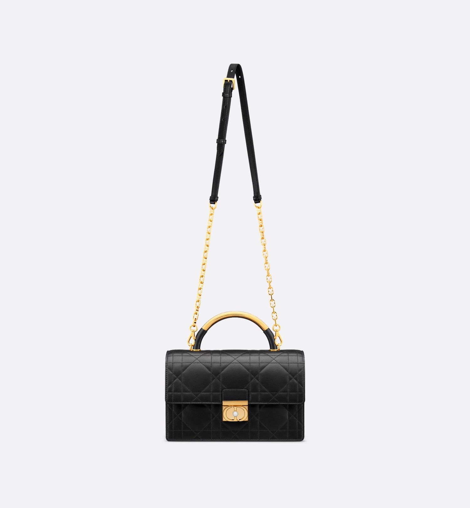 Medium Dior Ange Bag Black Macrocannage Lambskin