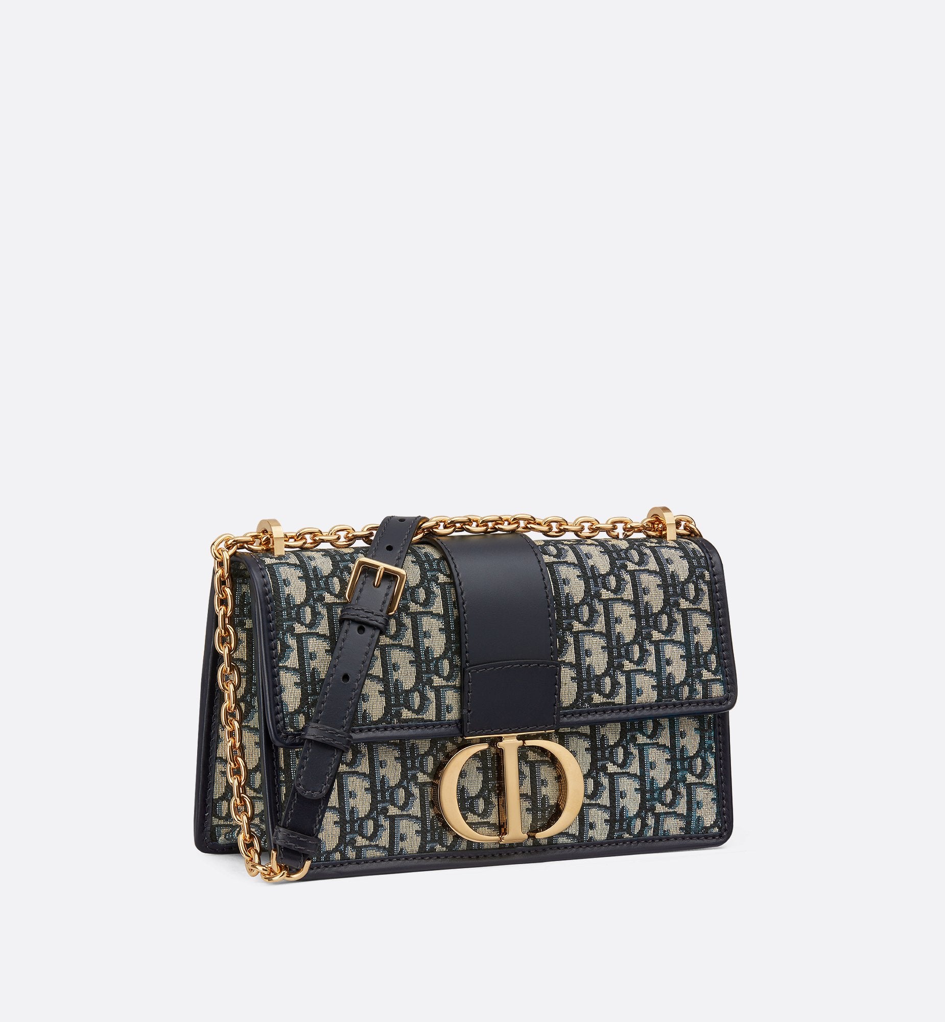 30 Montaigne Chain Bag Blue Dior Oblique Jacquard