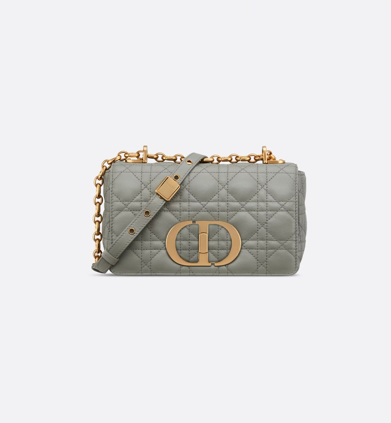 Small Dior Caro Bag Stone Gray Supple Cannage Calfskin