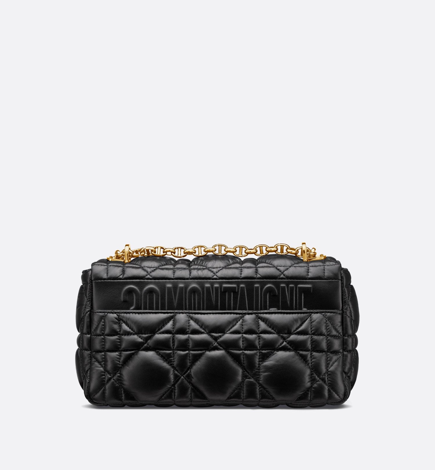 Medium Dior Caro Bag Black Quilted Macrocannage Calfskin