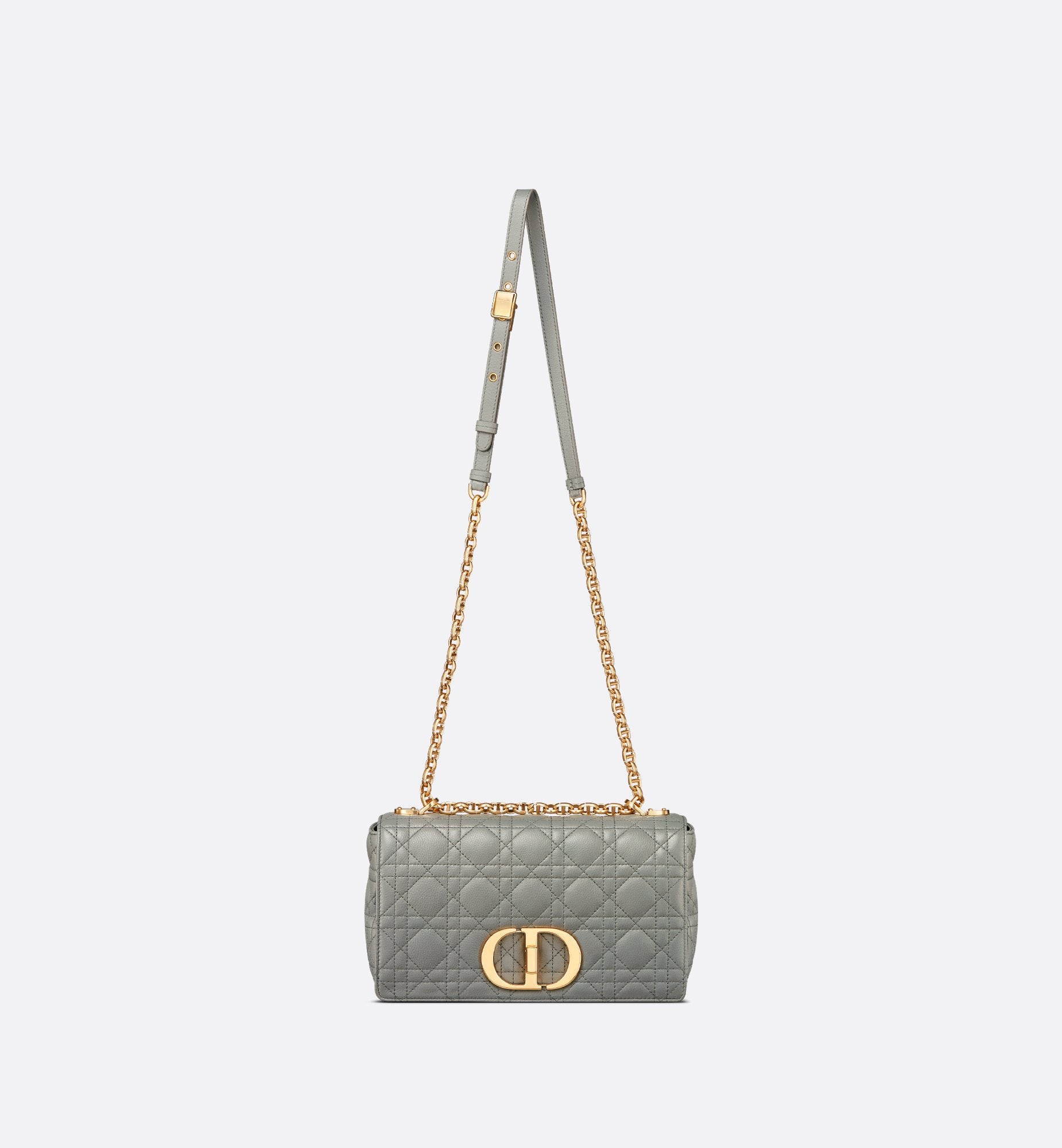 Medium Dior Caro Bag Stone Gray Cannage Supple Calfskin And Lambskin