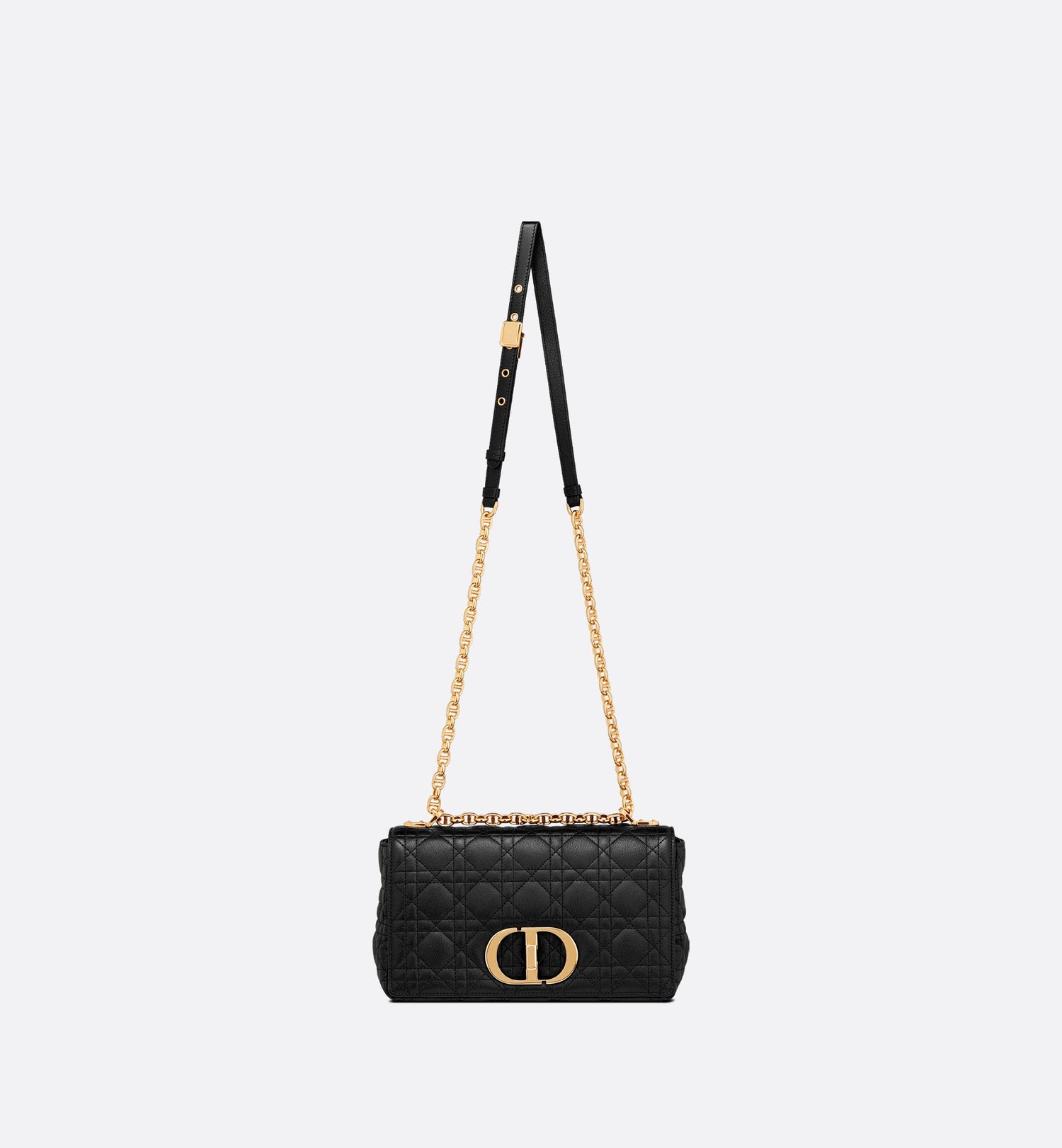 Medium Dior Caro Bag Black Cannage Supple Calfskin And Lambskin