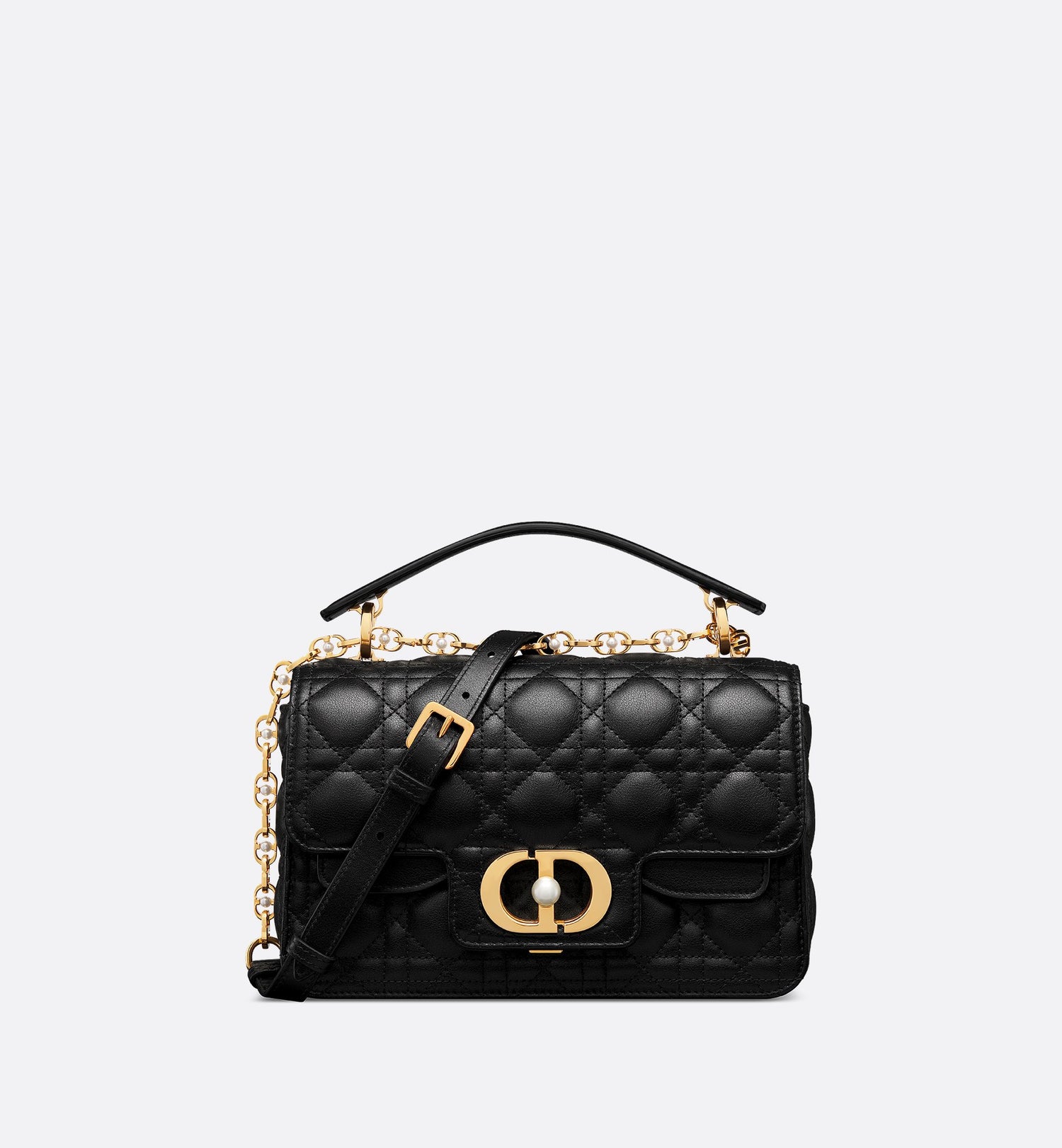 Small Dior Jolie Top Handle Bag Black Cannage Calfskin