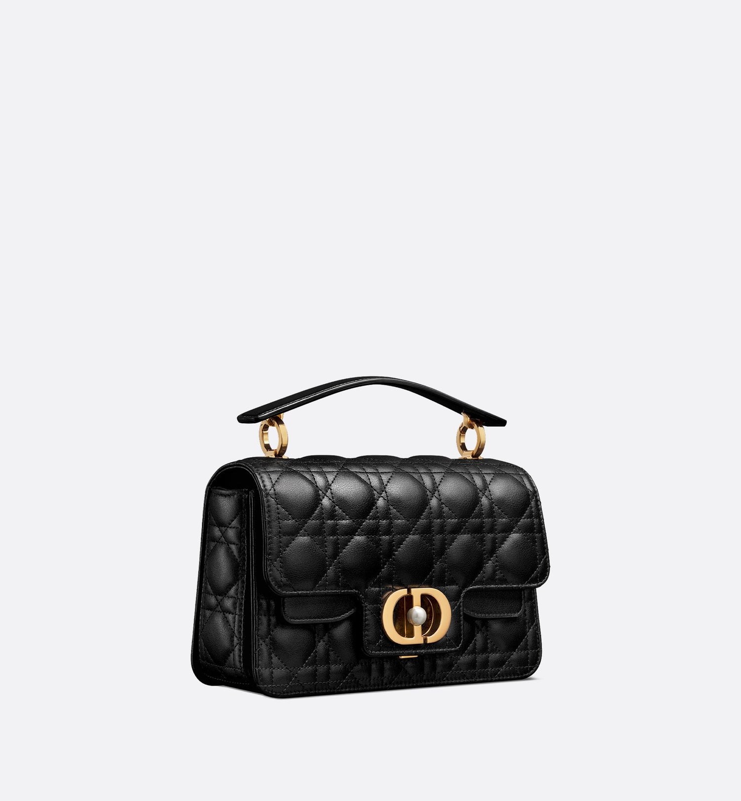 Small Dior Jolie Top Handle Bag Black Cannage Calfskin