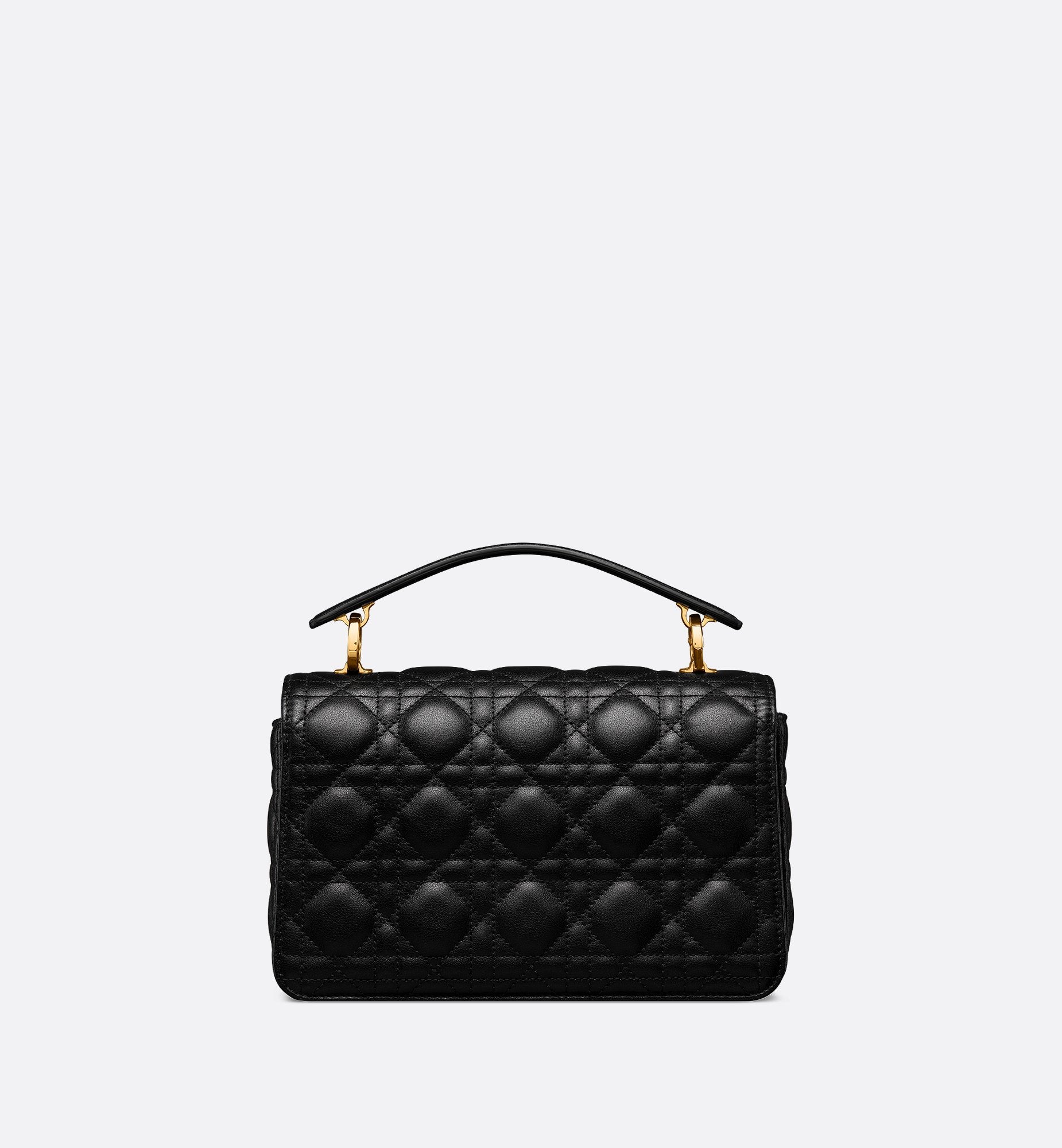 Small Dior Jolie Top Handle Bag Black Cannage Calfskin