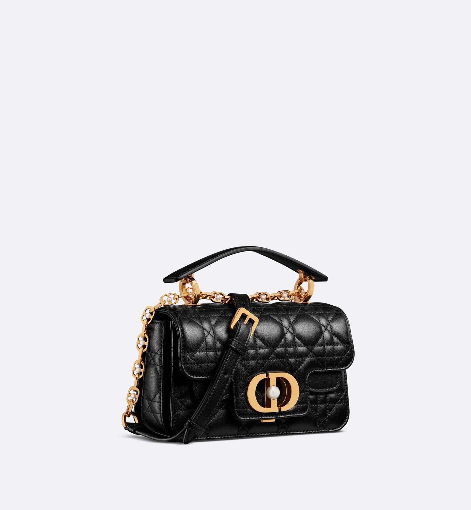 Mini Dior Jolie Top Handle Bag Black Cannage Calfskin