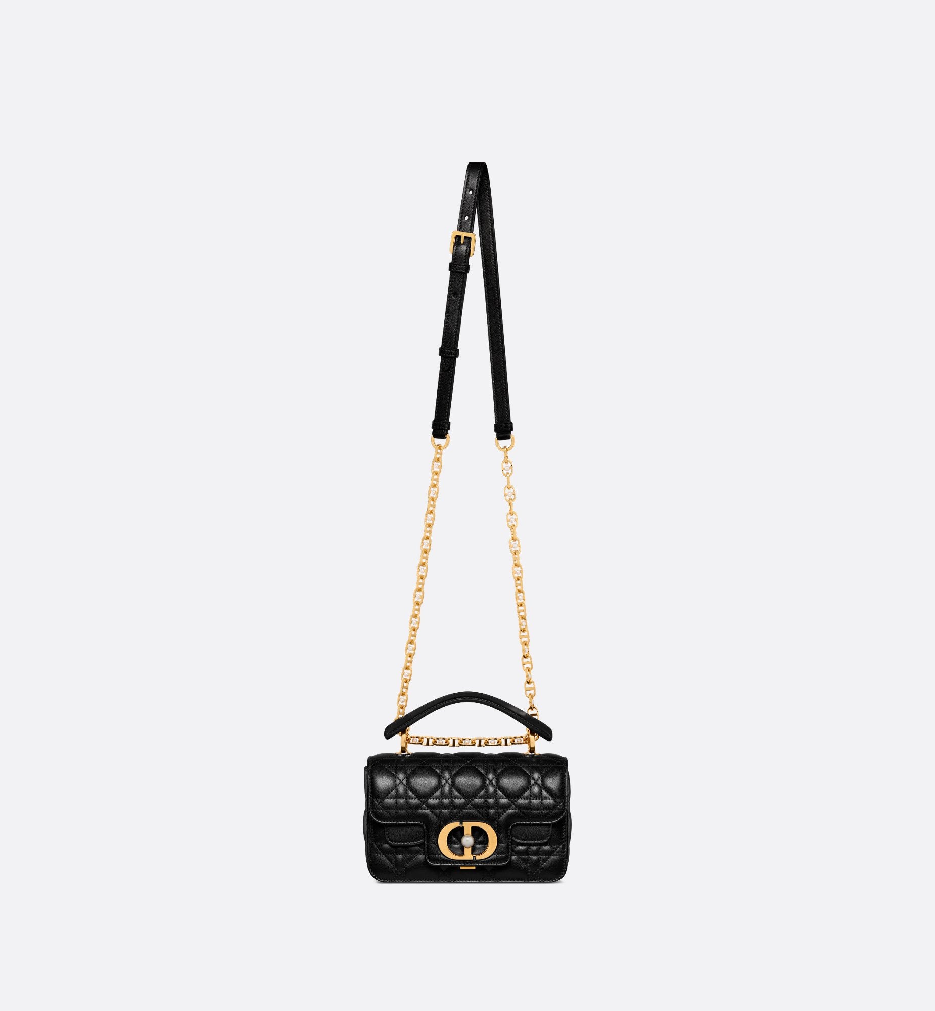 Mini Dior Jolie Top Handle Bag Black Cannage Calfskin