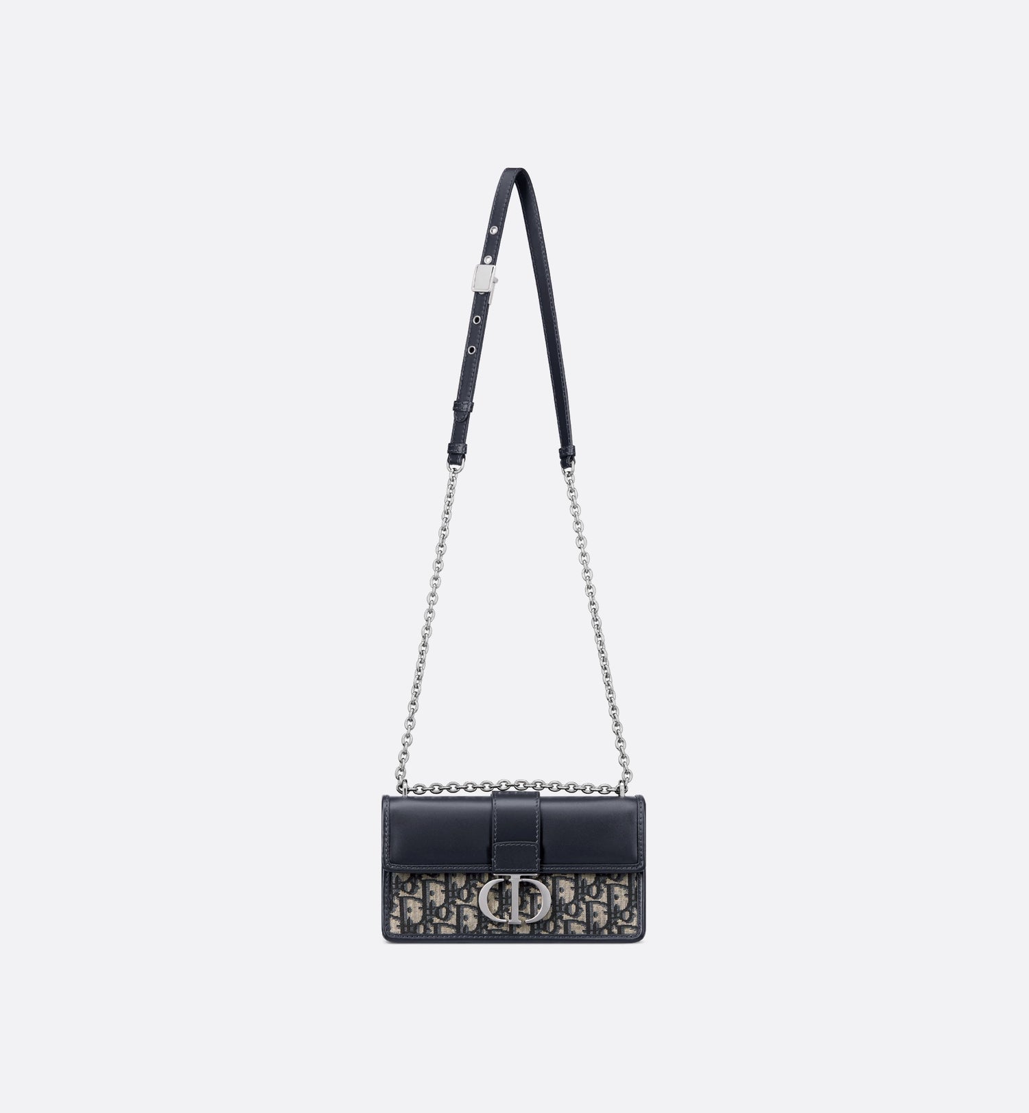 30 Montaigne East-West Bag with Chain Blue Dior Oblique Jacquard and Smooth Calfskin