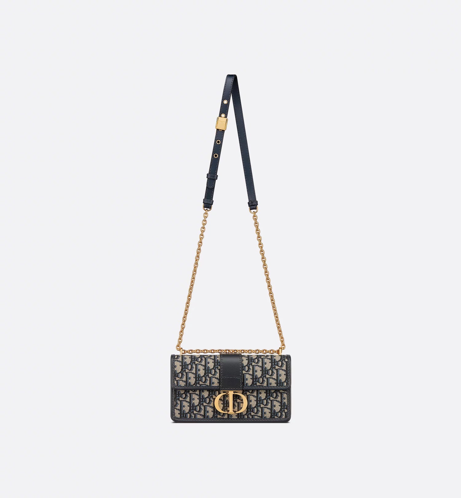 30 Montaigne East-West Bag with Chain Blue Dior Oblique Jacquard