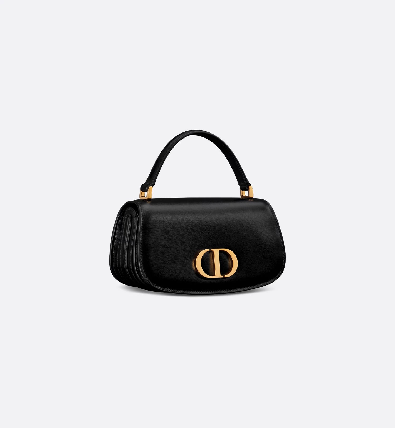 Small 30 Montaigne Avenue Top Handle Bag Black Ribbed Calfskin