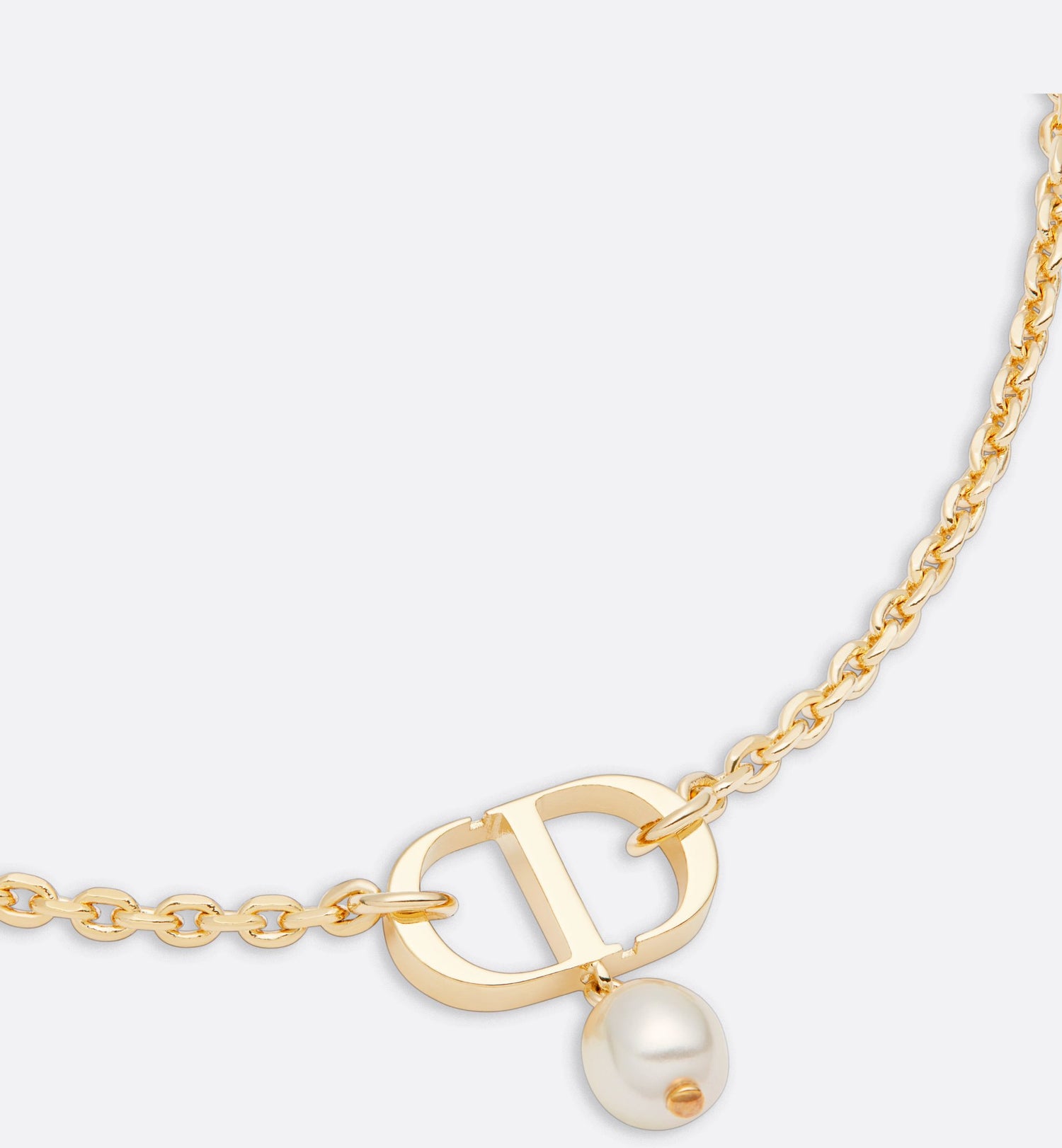 Petit Cd Necklace Gold Finish Metal With A White Resin Pearl