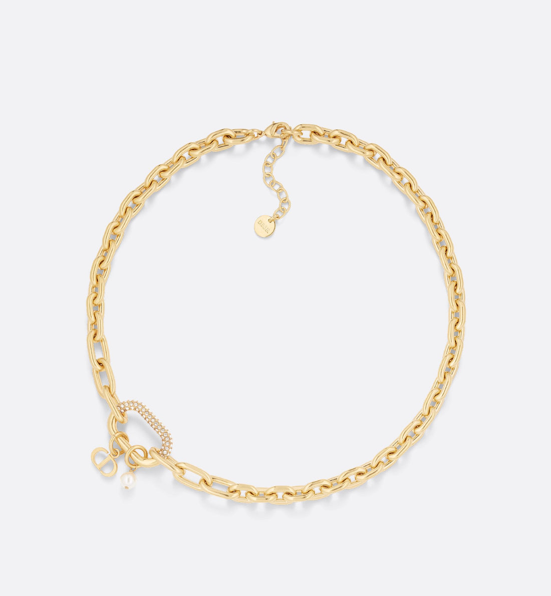 D Fusion Necklace Gold-Finish Metal With A White Resin Pearl And Silver-Tone Crystals