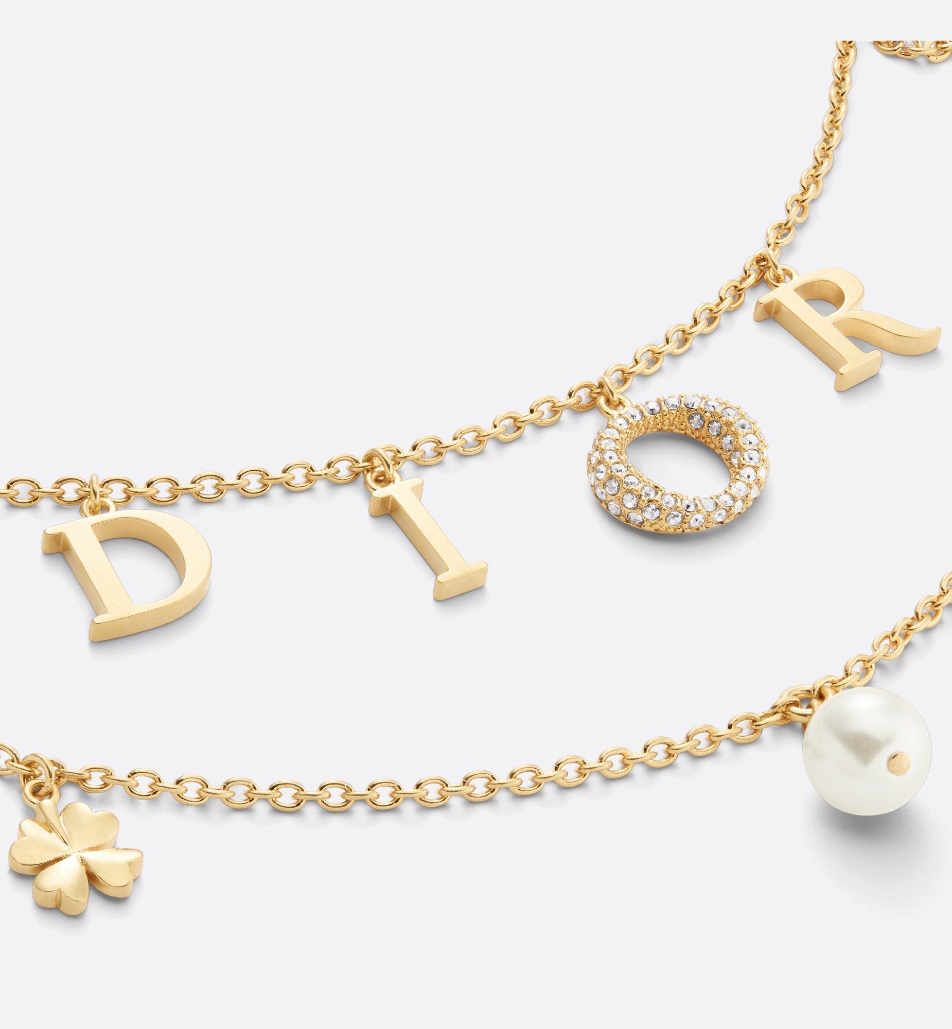 Dio(R)Evolution Necklace Gold Finish Metal With A White Resin Pearl And Silver-Tone Crystals