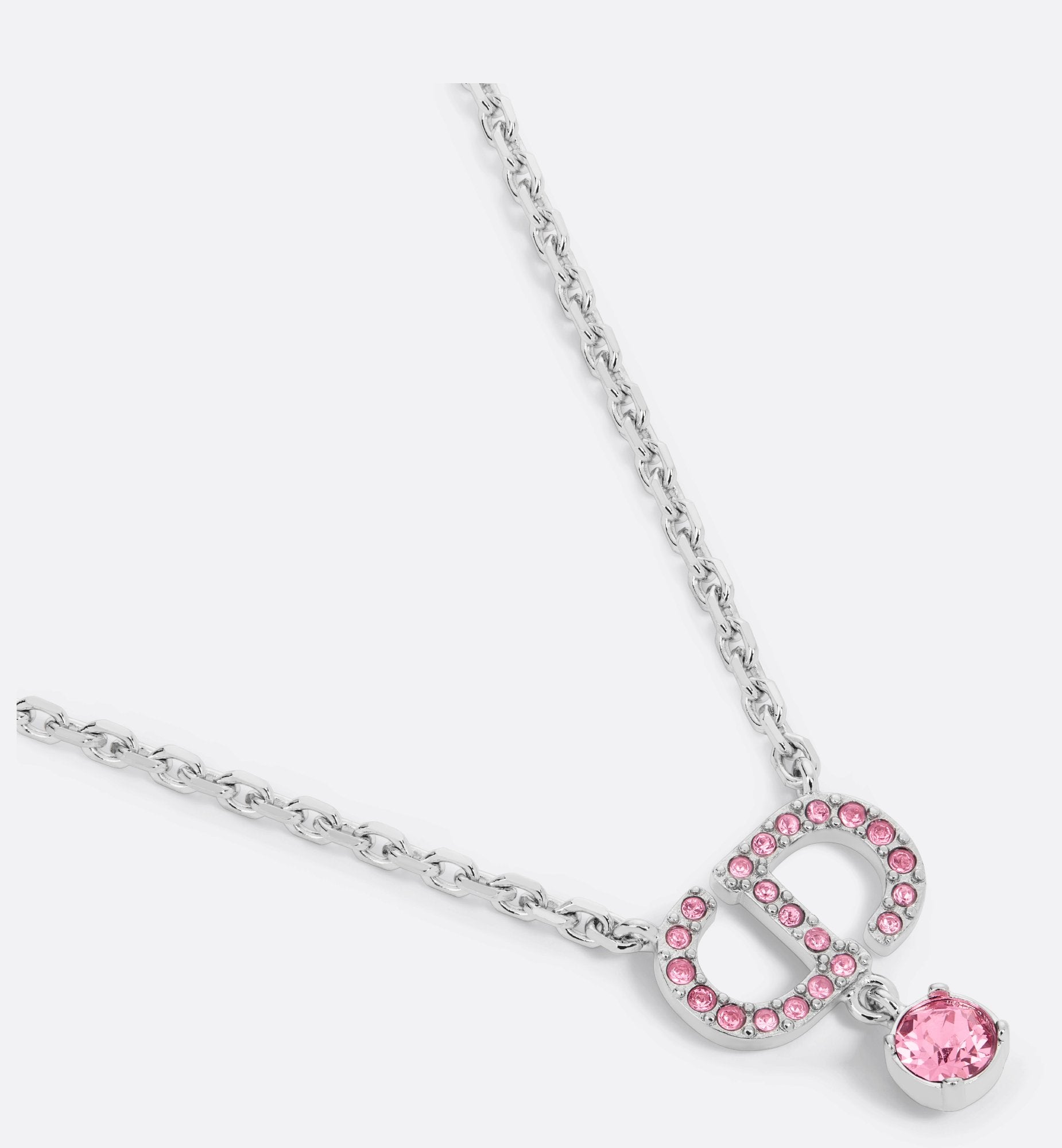 Petit Cd Necklace Palladium Finish Metal And Pink Crystals