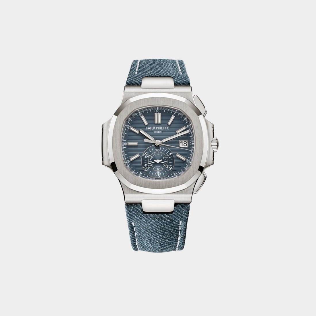 Patek Philippe Nautilus 5980/60G-001 – White Gold, Flyback Chronograph, Blue-Gray Dial