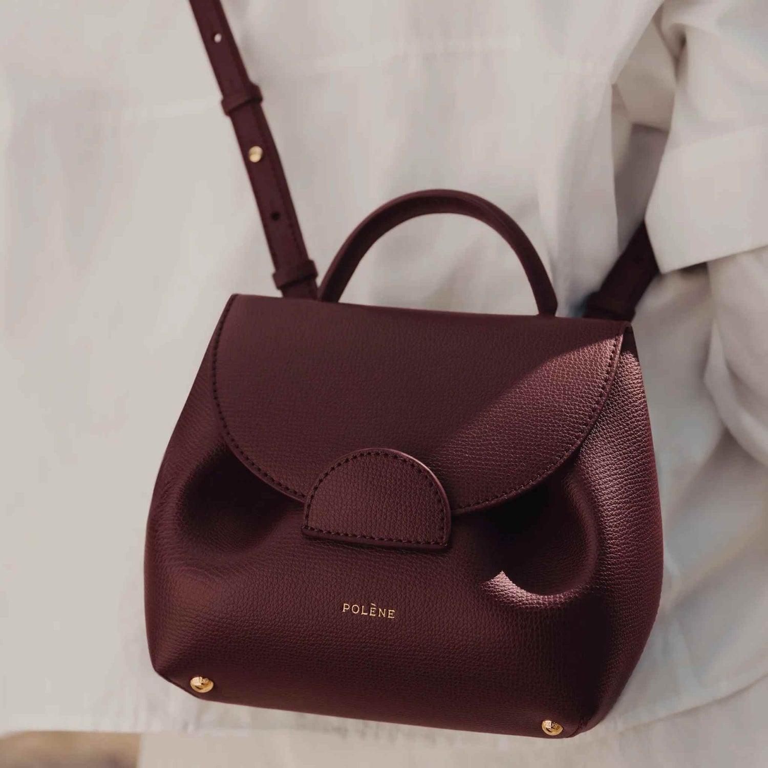 Polene Un Nano Edition Handbag Burgundy zoomin2
