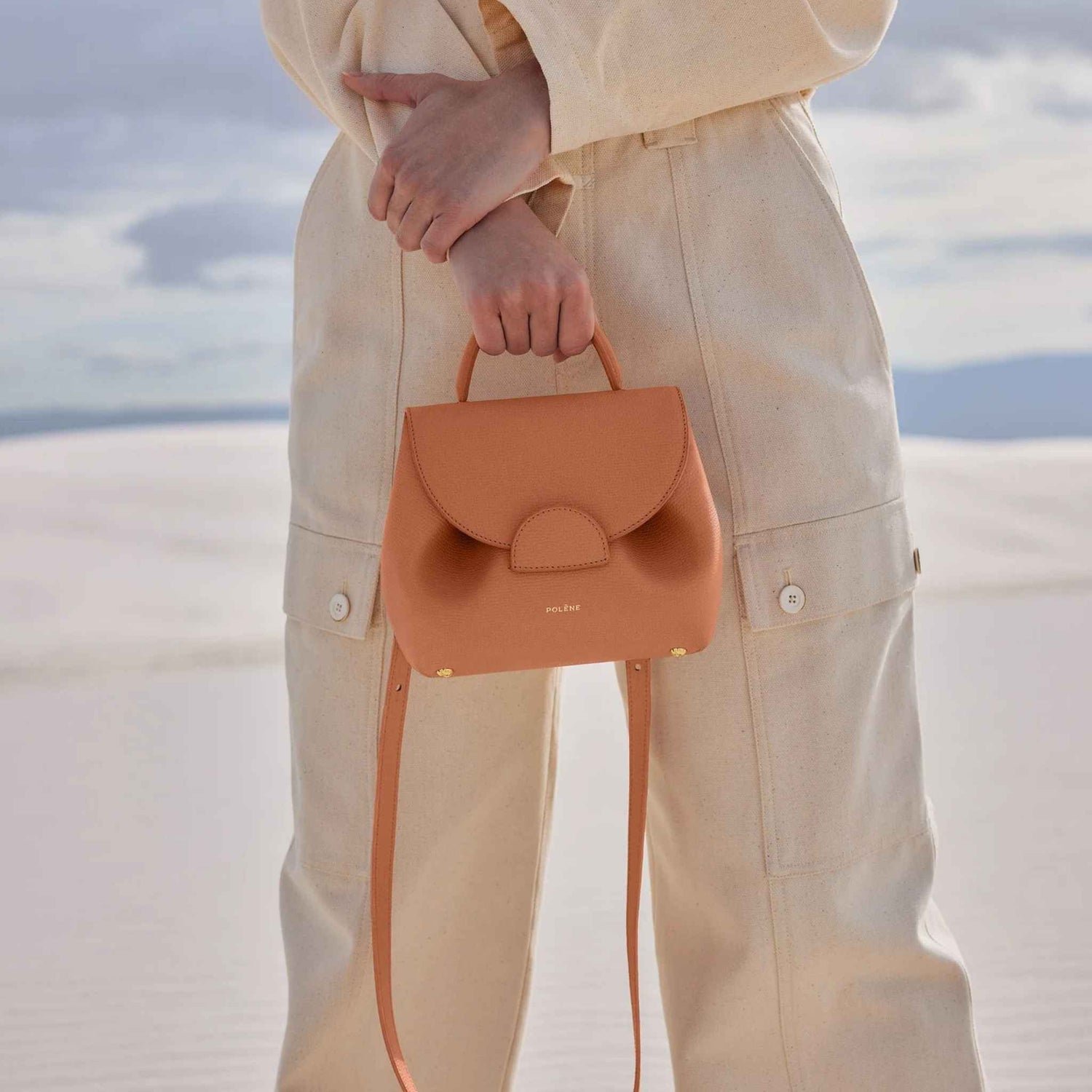 Polene Un Nano Edition Handbag Textured Peach zoomin