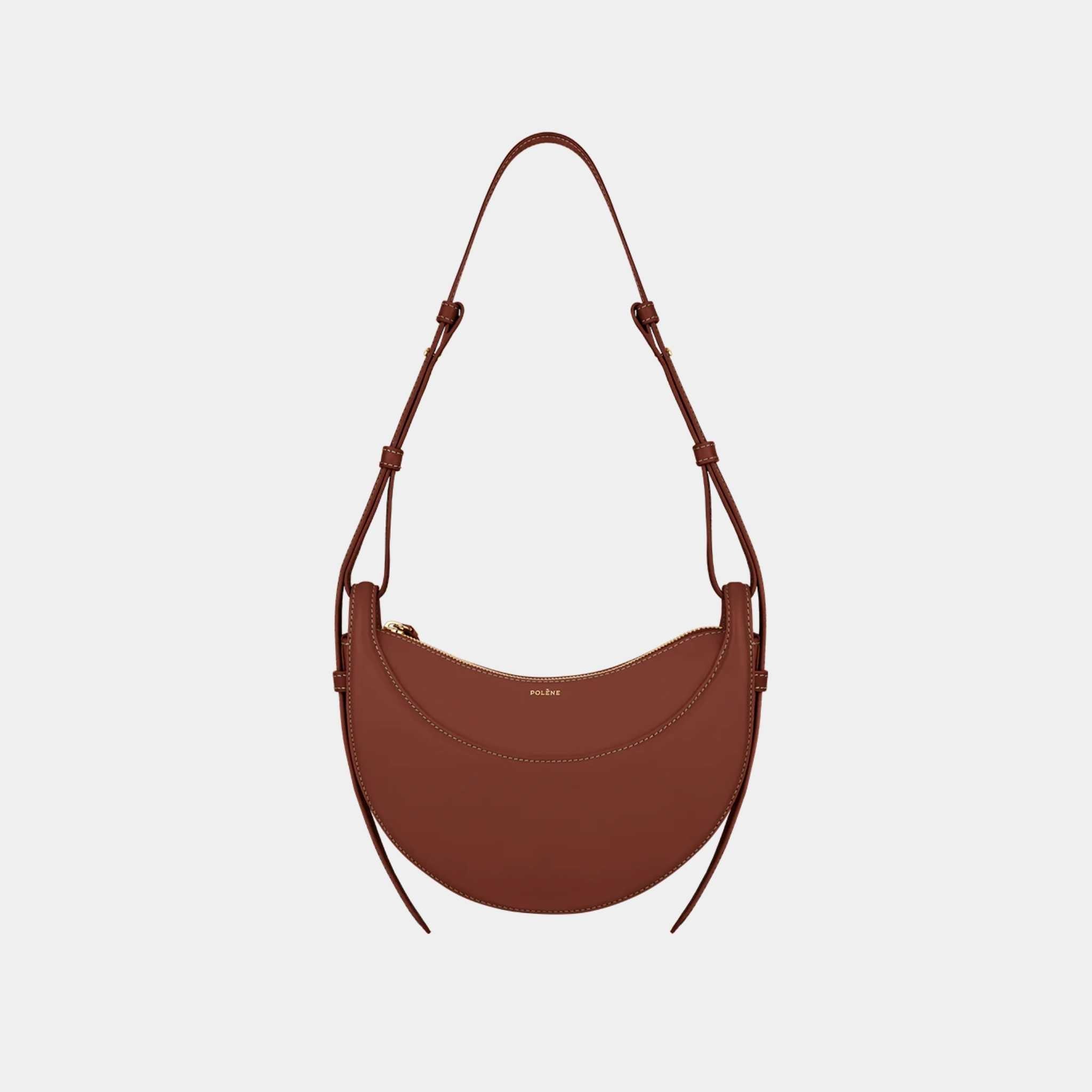 Polene Numero Dix Edition Handbag Edition Cognac Lisse, front View
