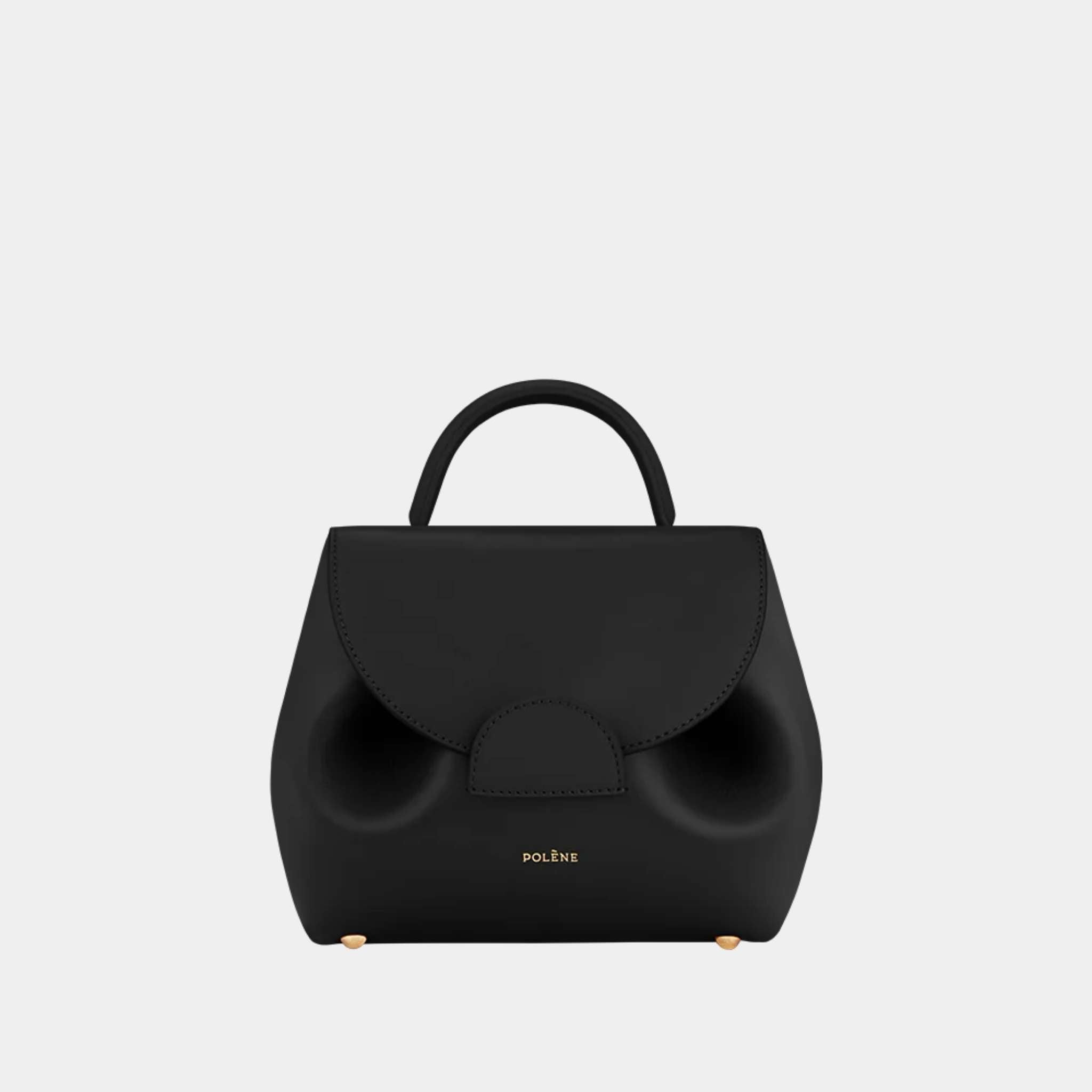 Polene Un Nano Edition Handbag Smooth Black Front
