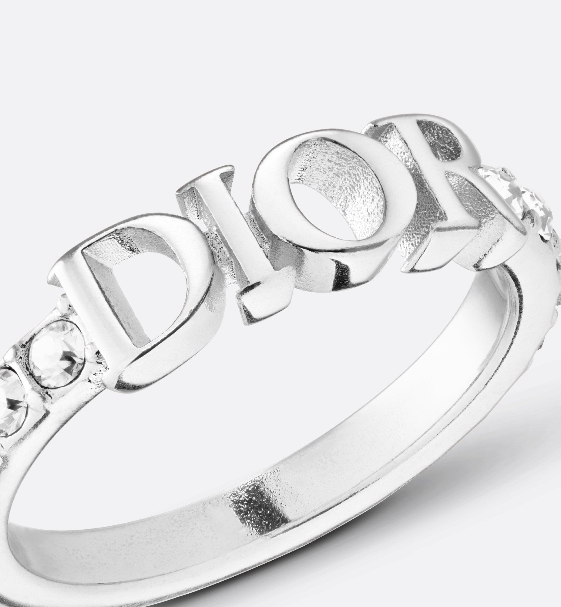 DioREvolution Ring Silver Finish Metal With White Crystals