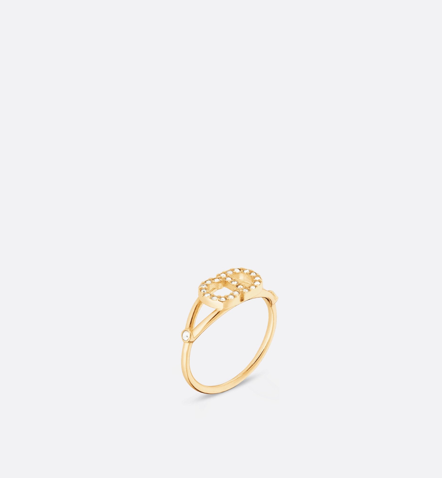 Clair D Lune Ring Gold Finish Metal And White Crystals