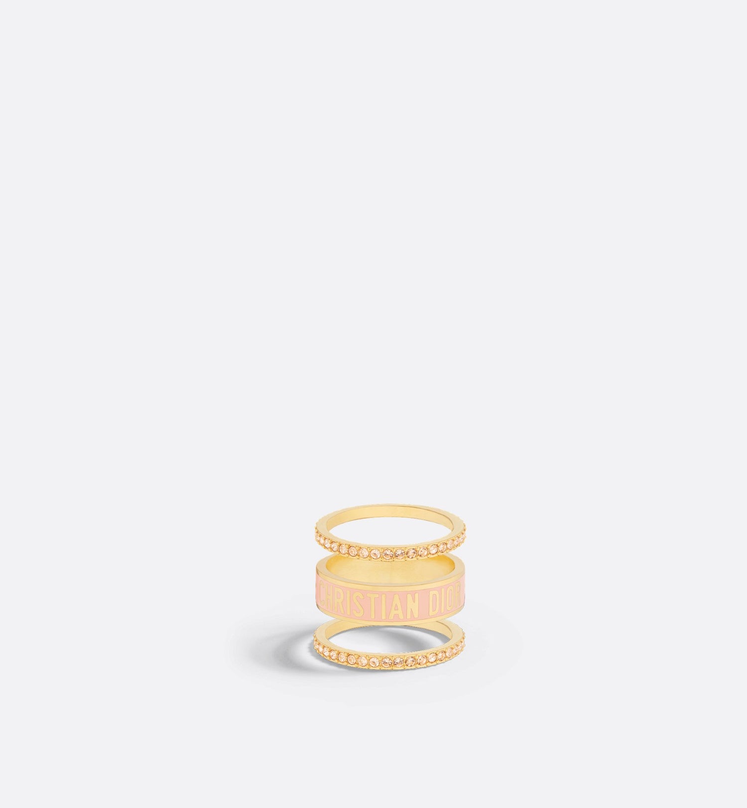 Code Ring Set Gold Finish Metal With Pink Crystals And Orange Acid Lacquer