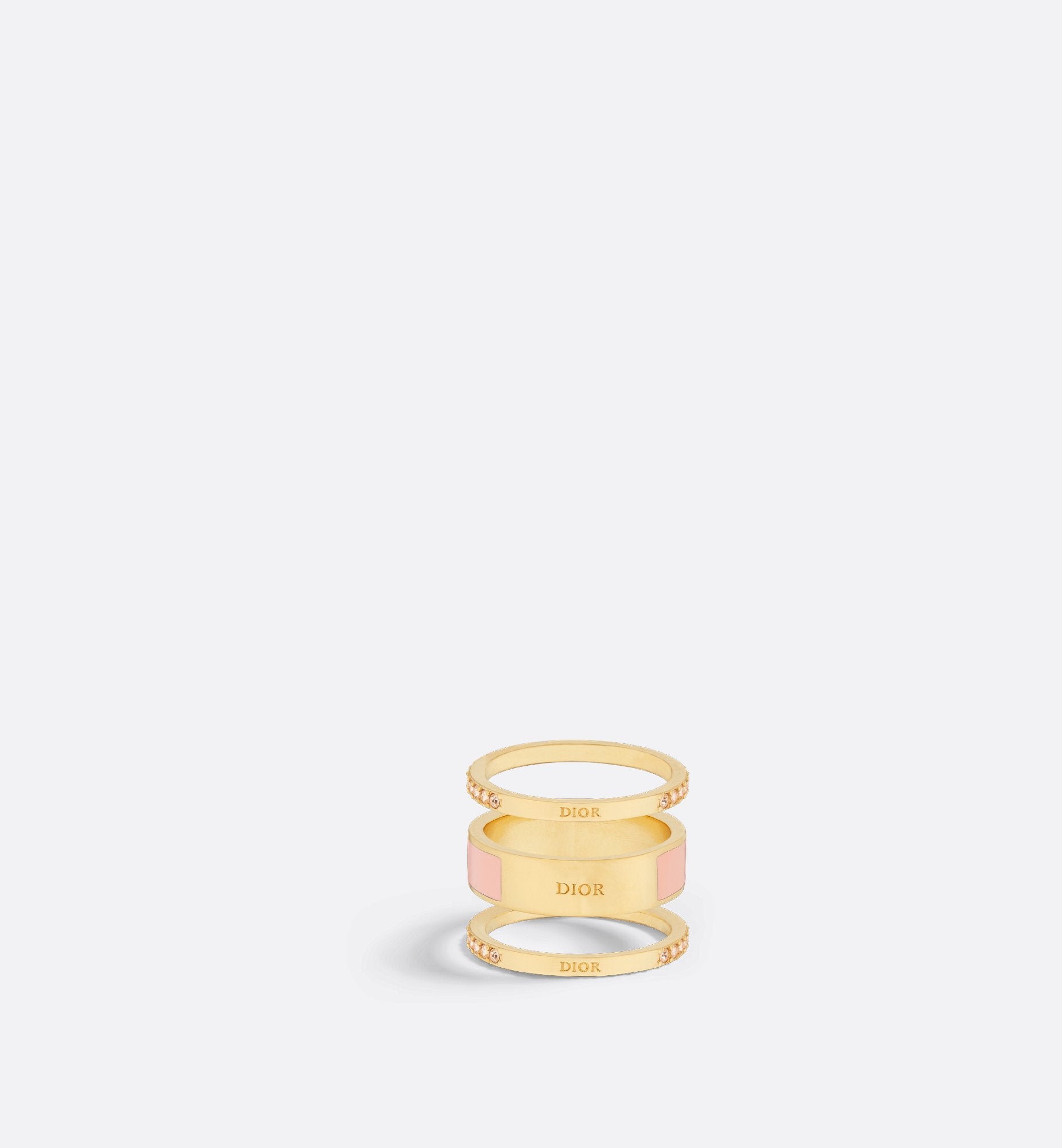 Code Ring Set Gold Finish Metal With Pink Crystals And Orange Acid Lacquer