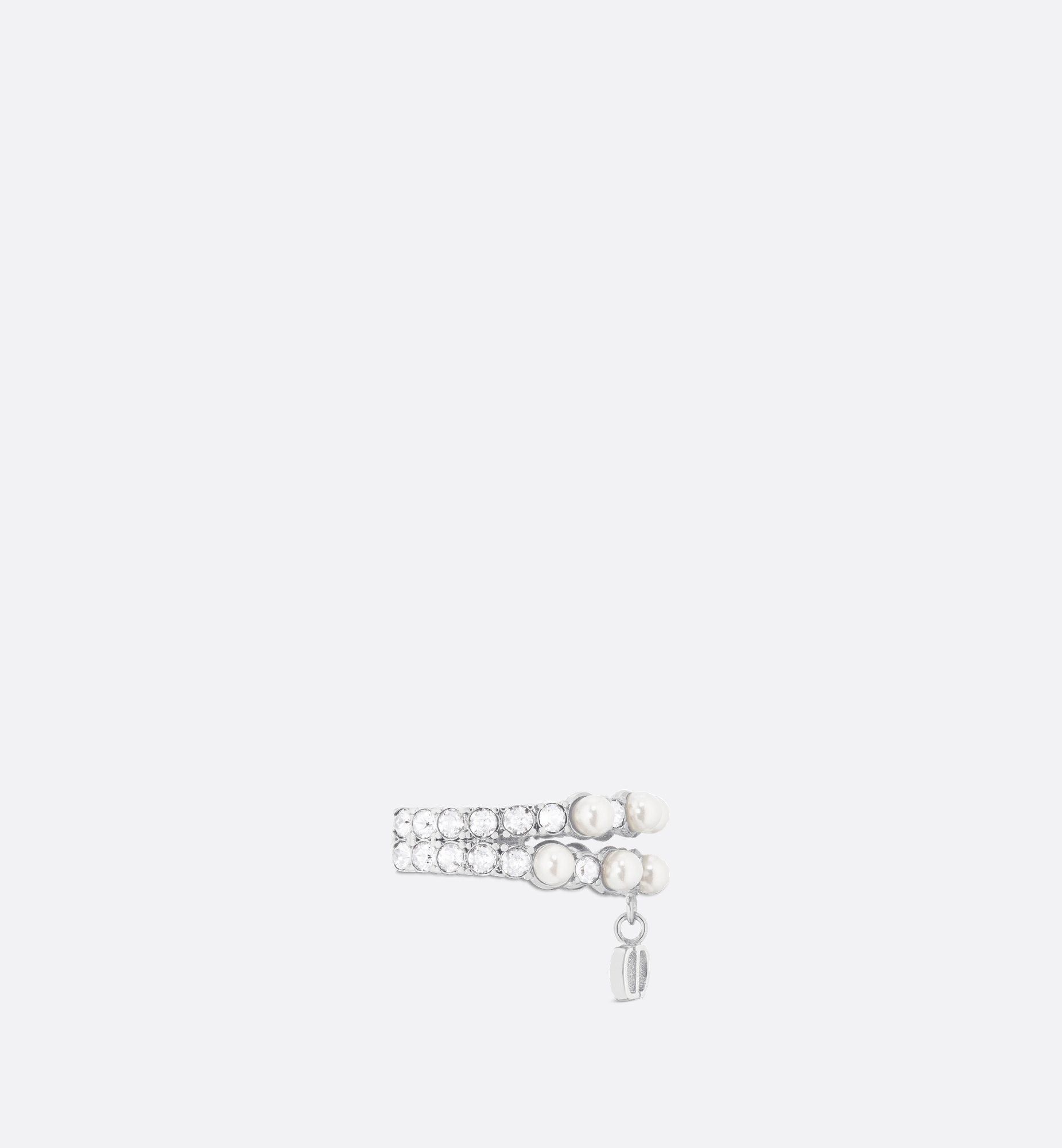 Dior Petit Cd Treasure Ring Silver Finish Metal With White