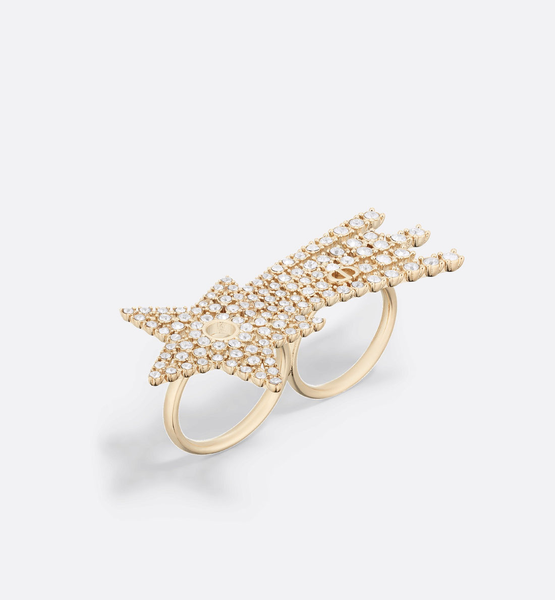 Night Herbarium Double Ring Matte Gold Finish Metal And Silver-Tone Crystals