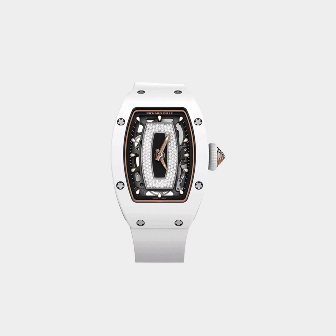 Richard Mille Rm 07-01 White Ceramic 45.66Mm X 31.40Mm White Rubber Straps Ladies Watch