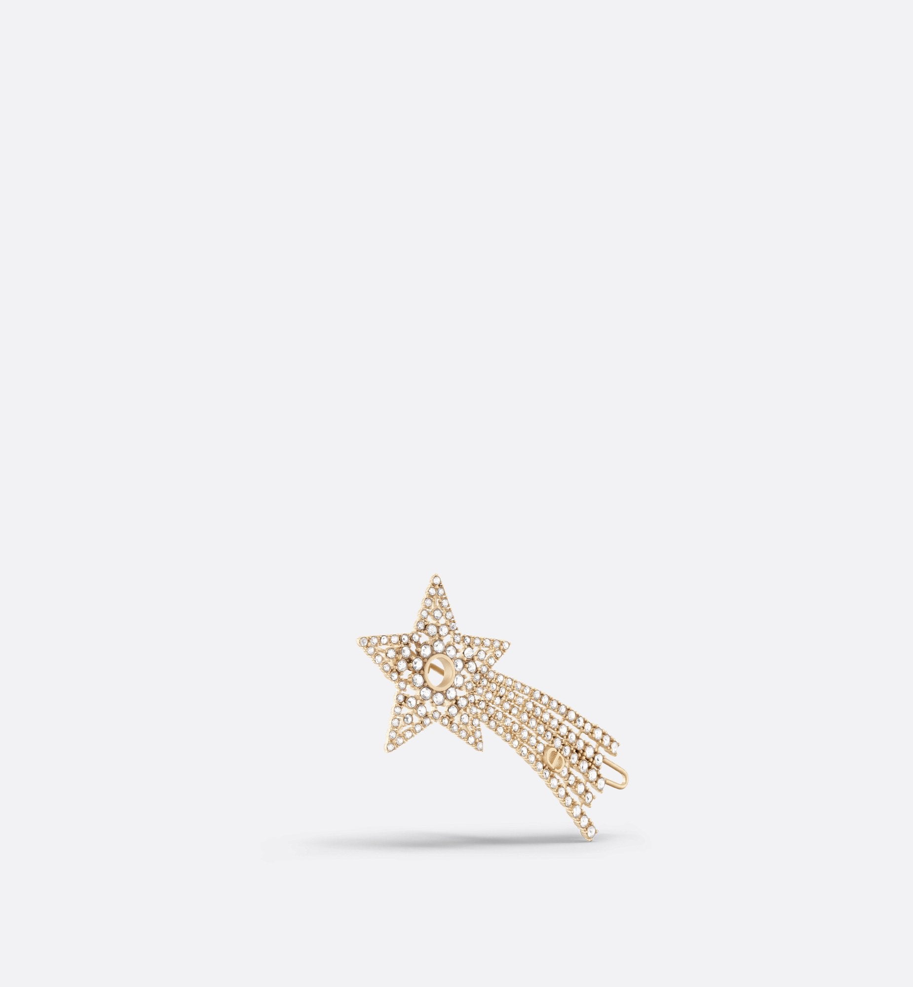 Night Herbarium Barrette Matte Gold Finish Metal And Silver-Tone Crystals